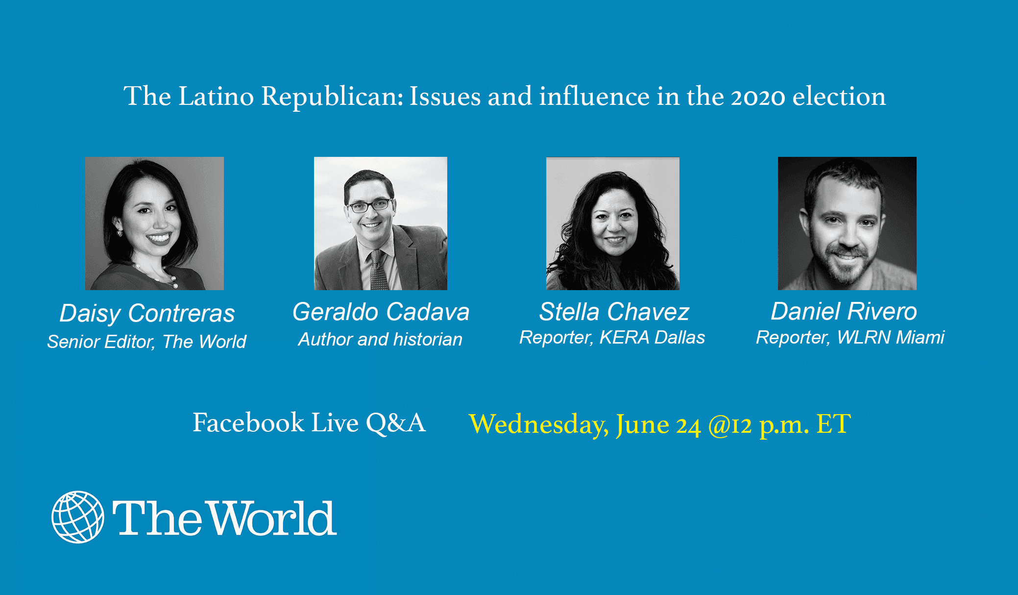 4 photos in black and white over a blue background serve to announce an event.