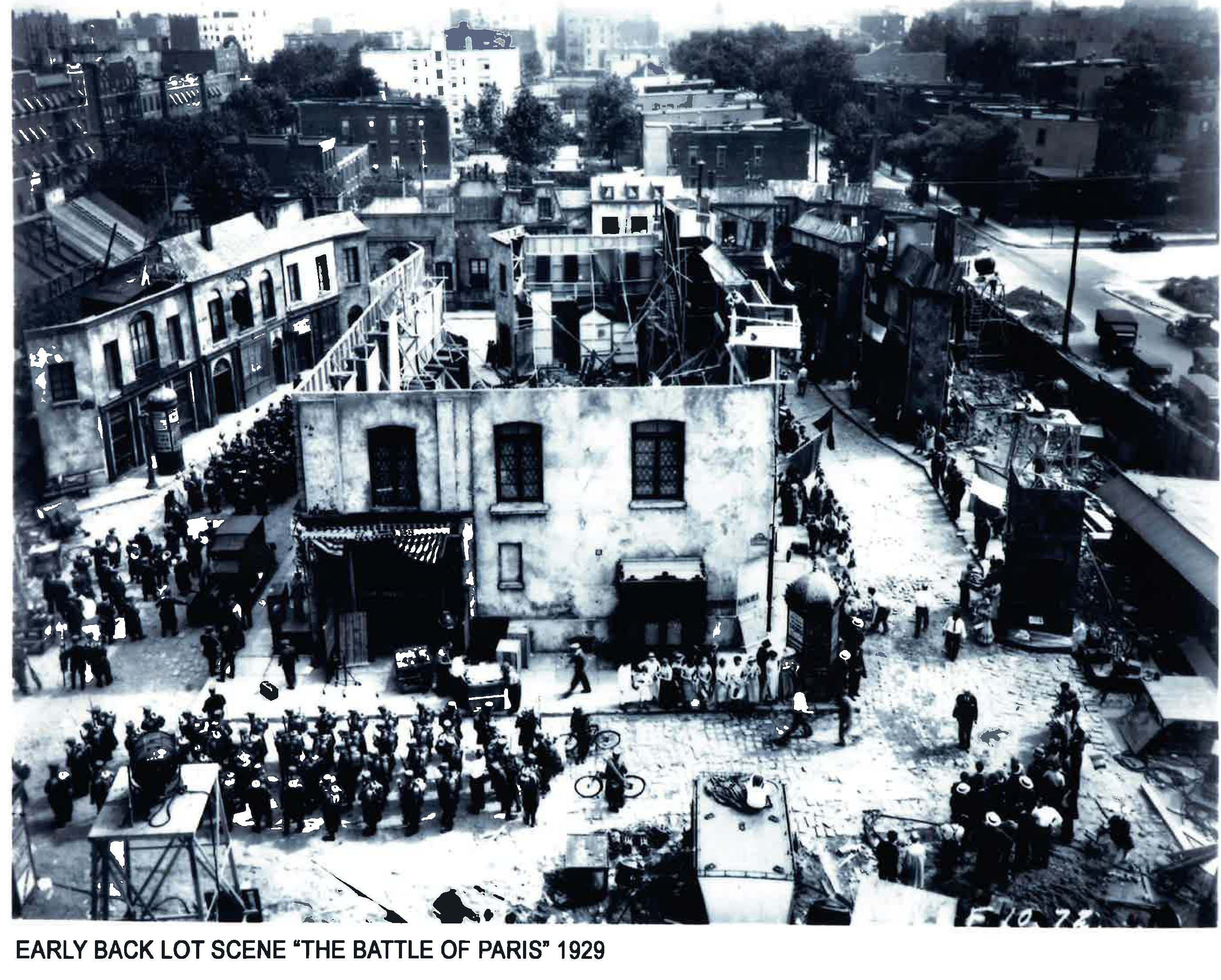 Paramount Pictures Astoria early backlot scene: “The Battle of Paris”, 1929.