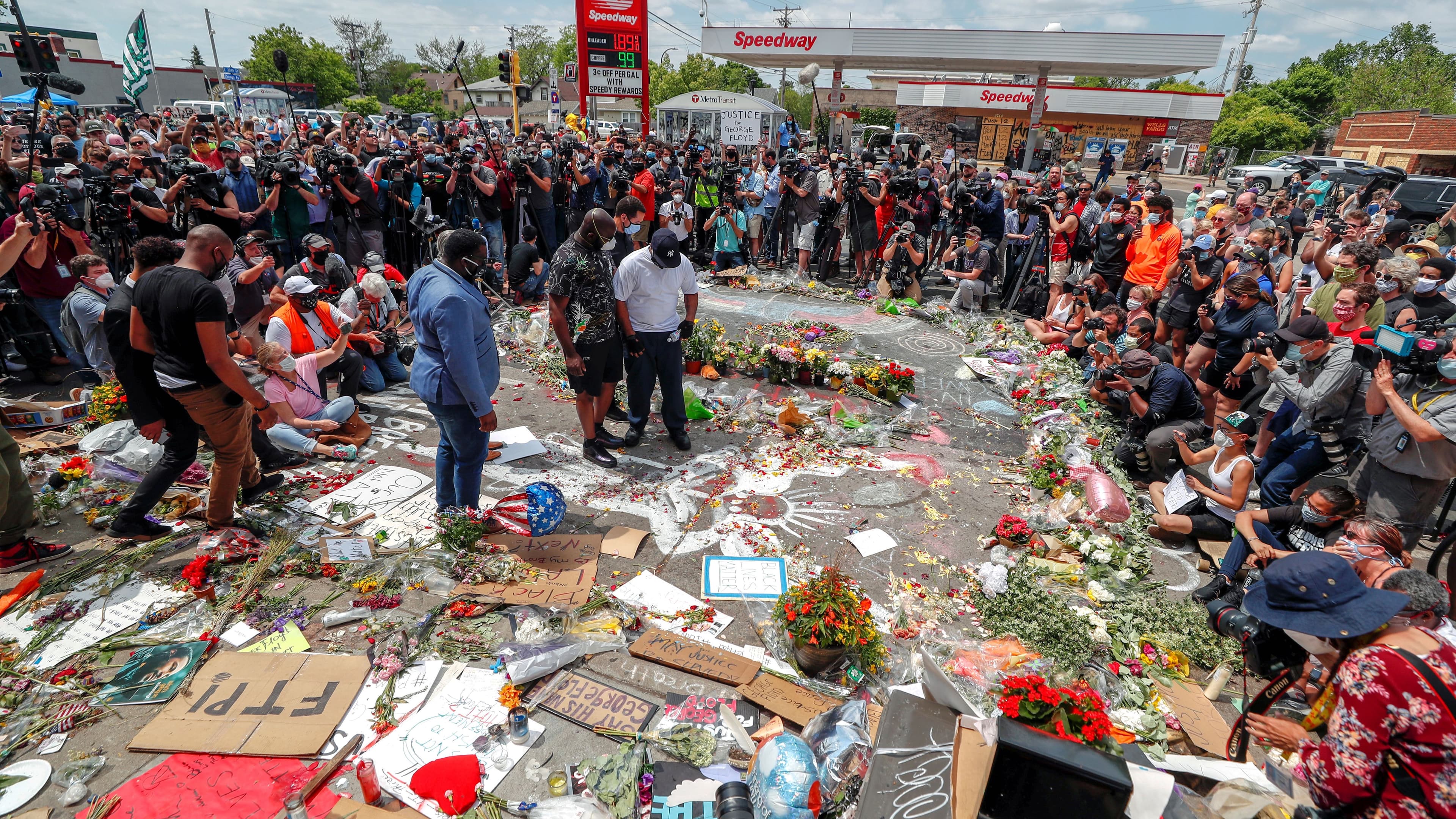 Terrence Floyd visits the site near where his brother George was taken in Minneapolis police custody and later died, in Minneapolis, June 1, 2020.