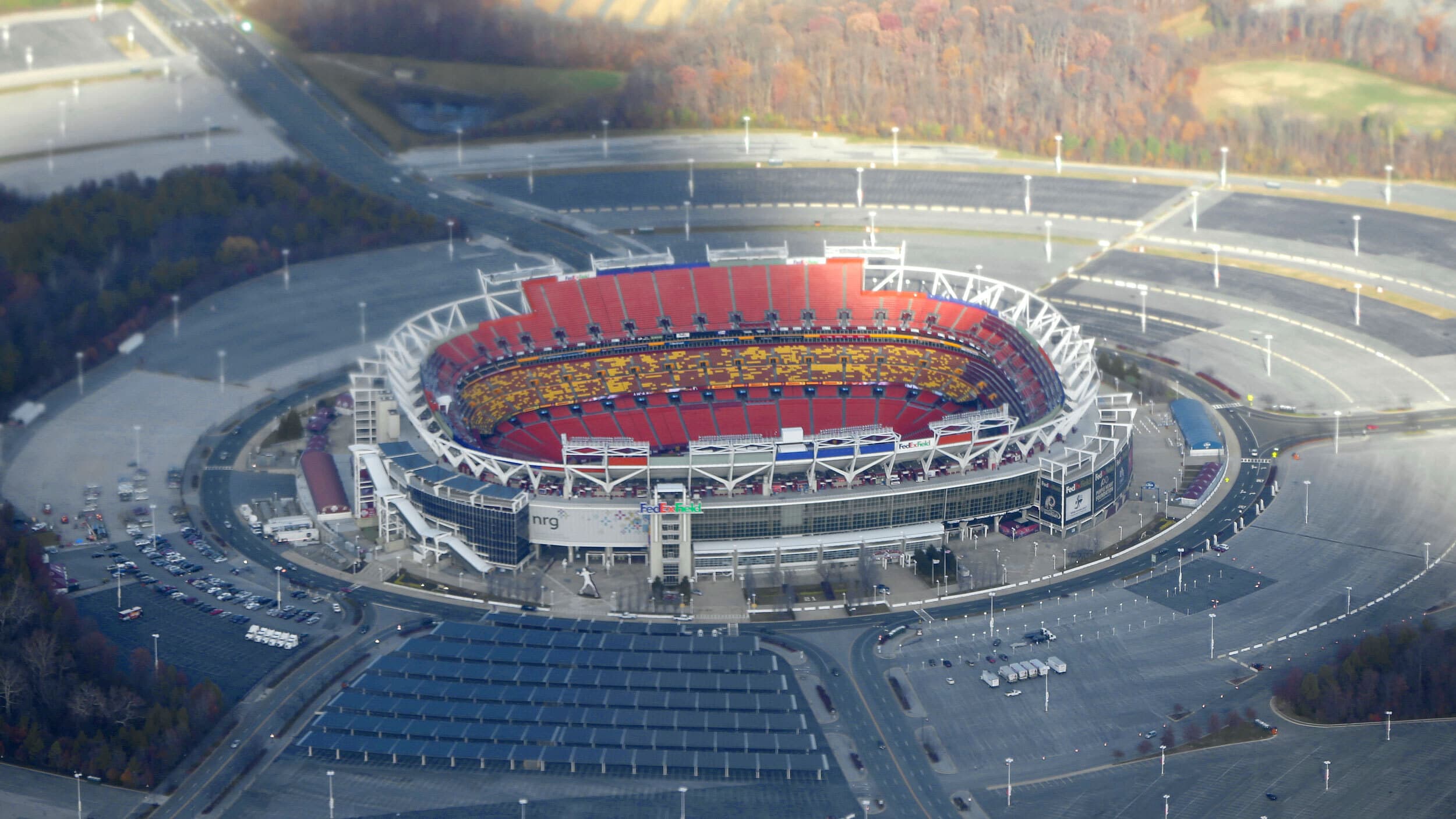 Fedex Field, home of the Washington's NFL team in Landover, Maryland, is seen from Air Force One,  2013.