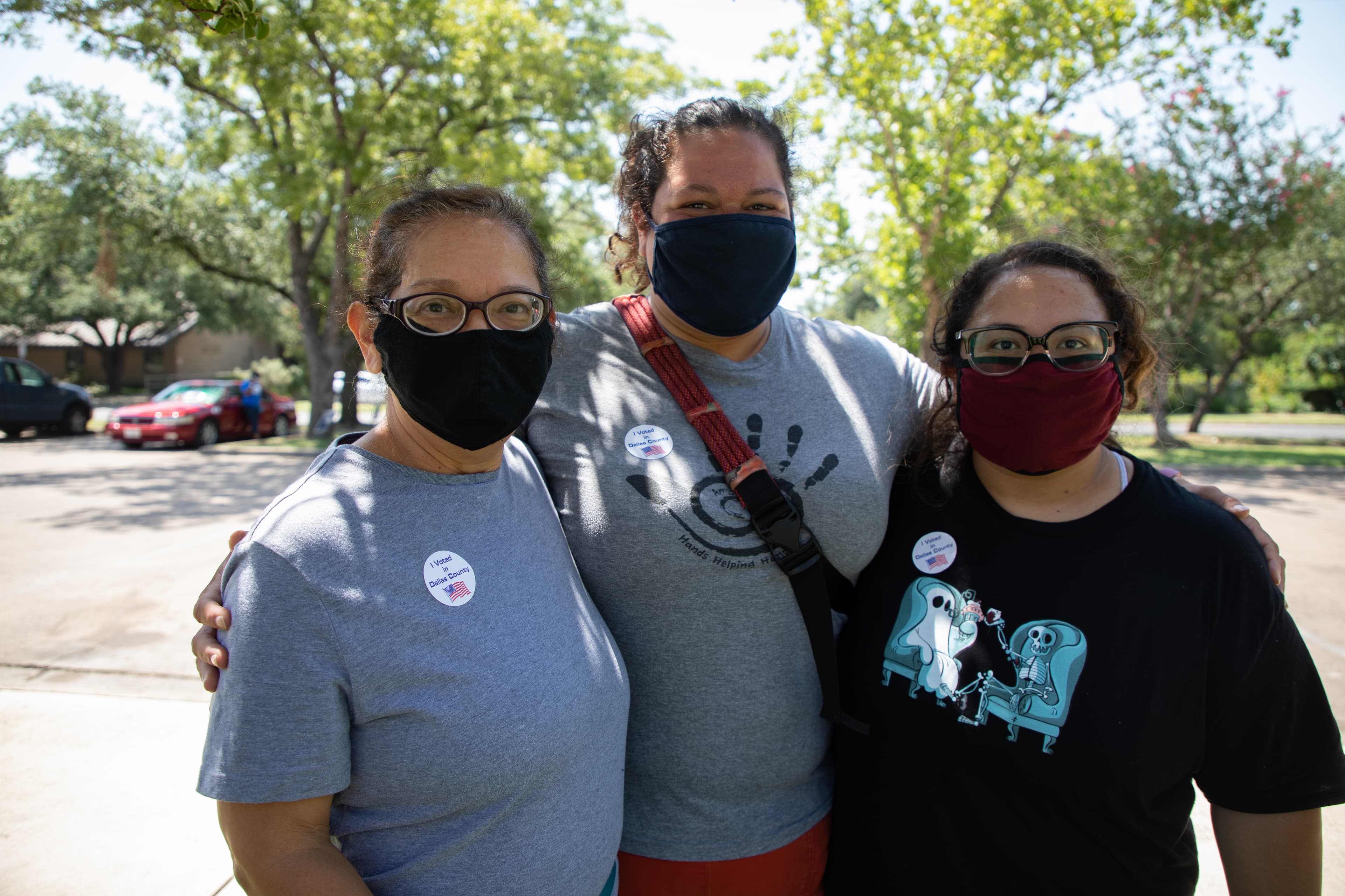 Dallas County voter Maria Cruz, left, along with her daughters Catalina and Susana Cruz, voted in Tuesday's primary runoff in Texas.
