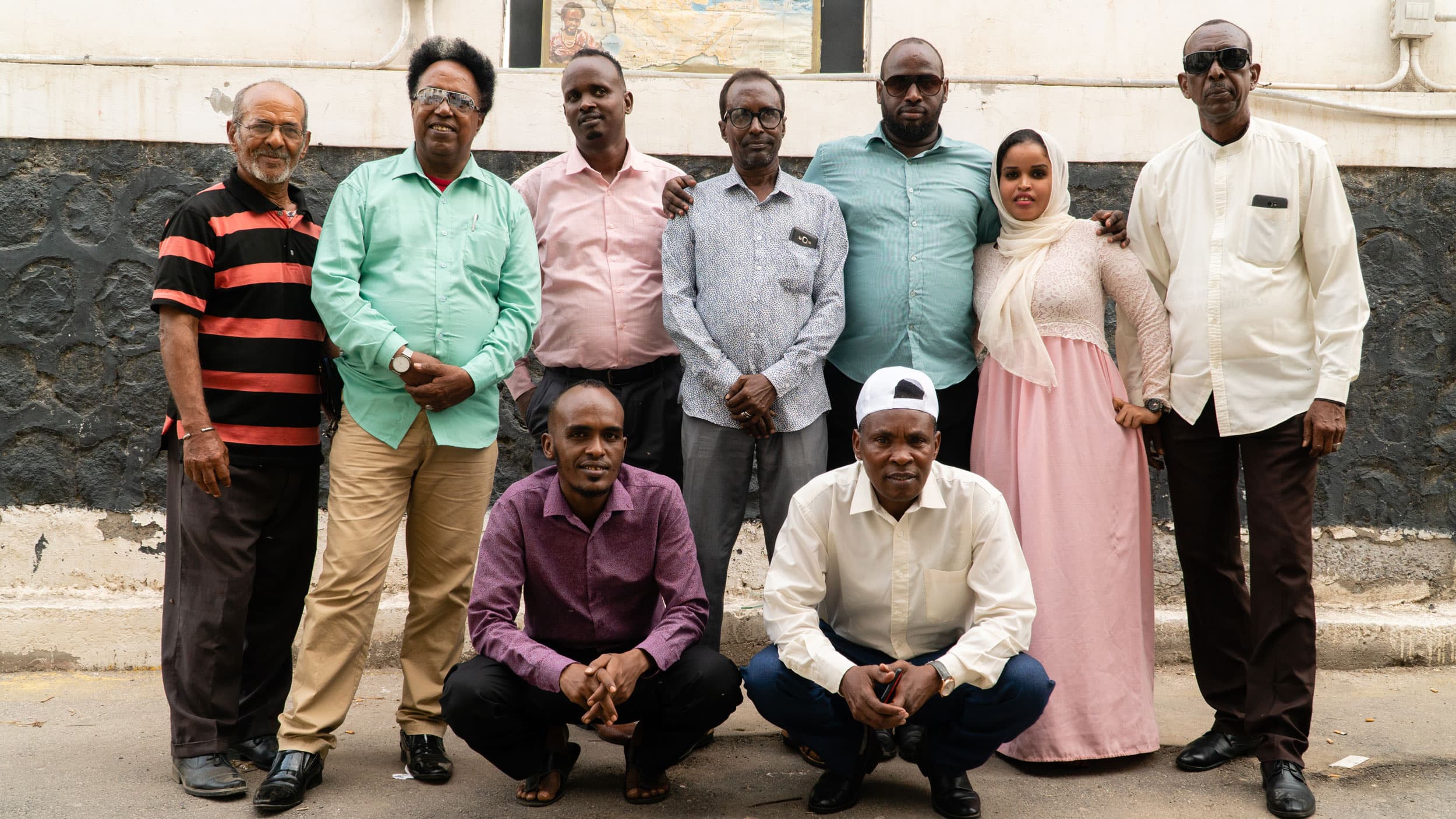 A group of people pose for a photo