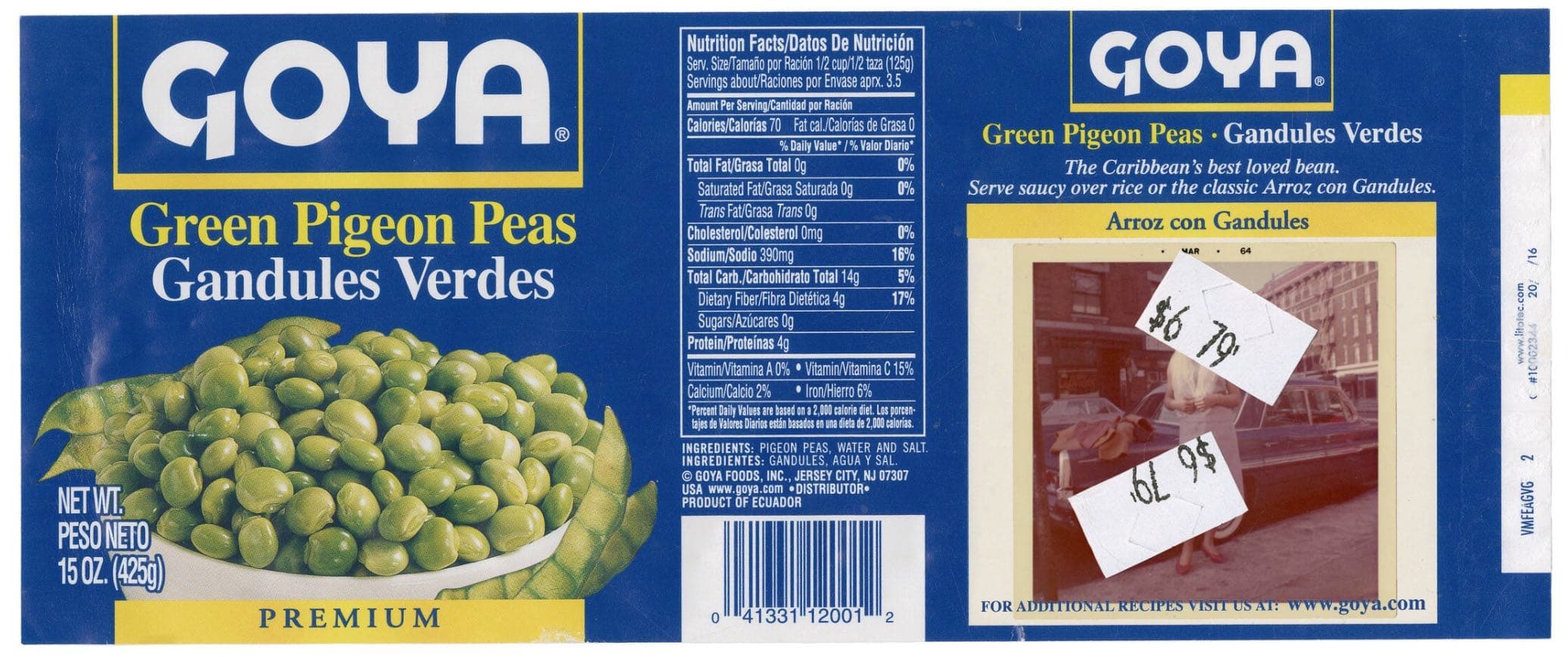 Ysabel Turner's series blends together family photos with Goya labels. 