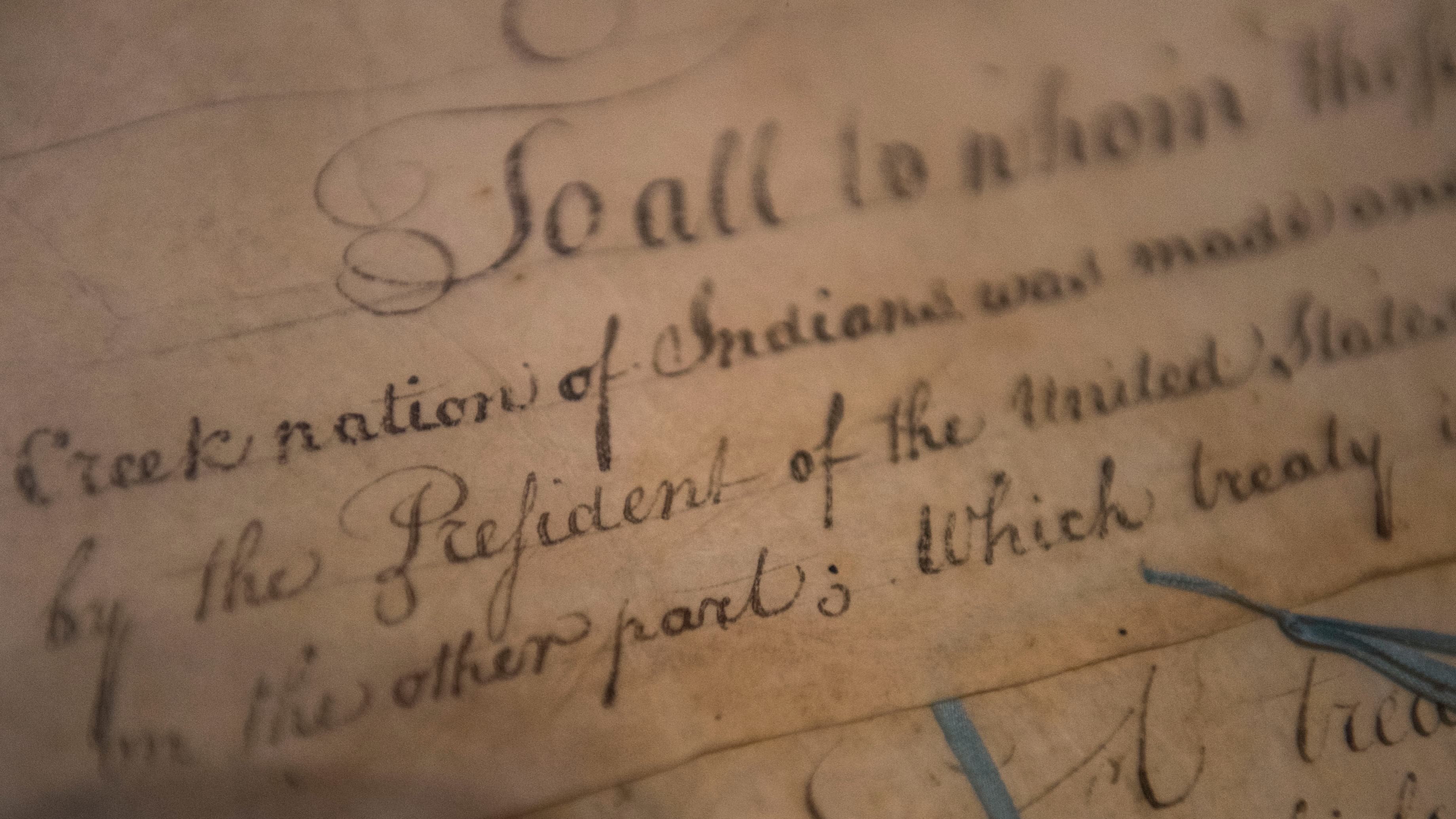 A 1790 Treaty of Muscogee (Creek) Nations and the US, written with elegant cursive script
