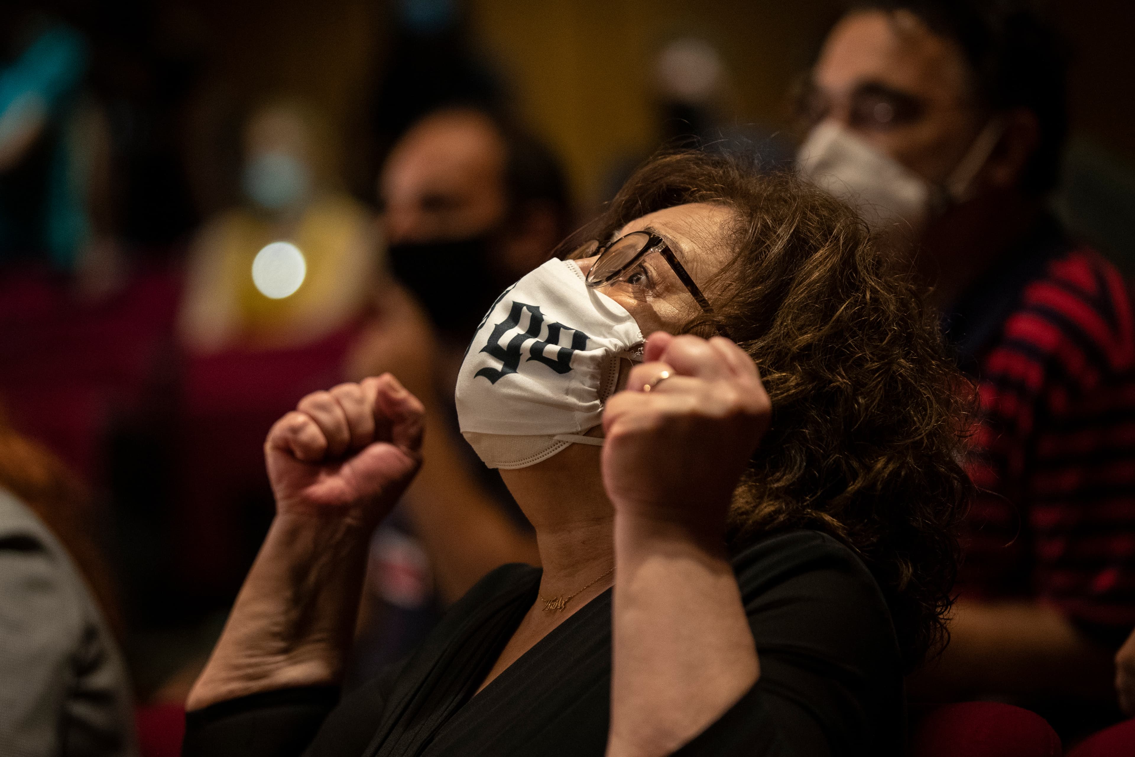 Magda Fyssa, the mother of late Greek rap singer Pavlos Fyssas, who was stabbed and killed by a supporter of the extreme right Golden Dawn party in 2013 triggering a crackdown on the party, reacts immediately after the delivery of the verdict of a court d