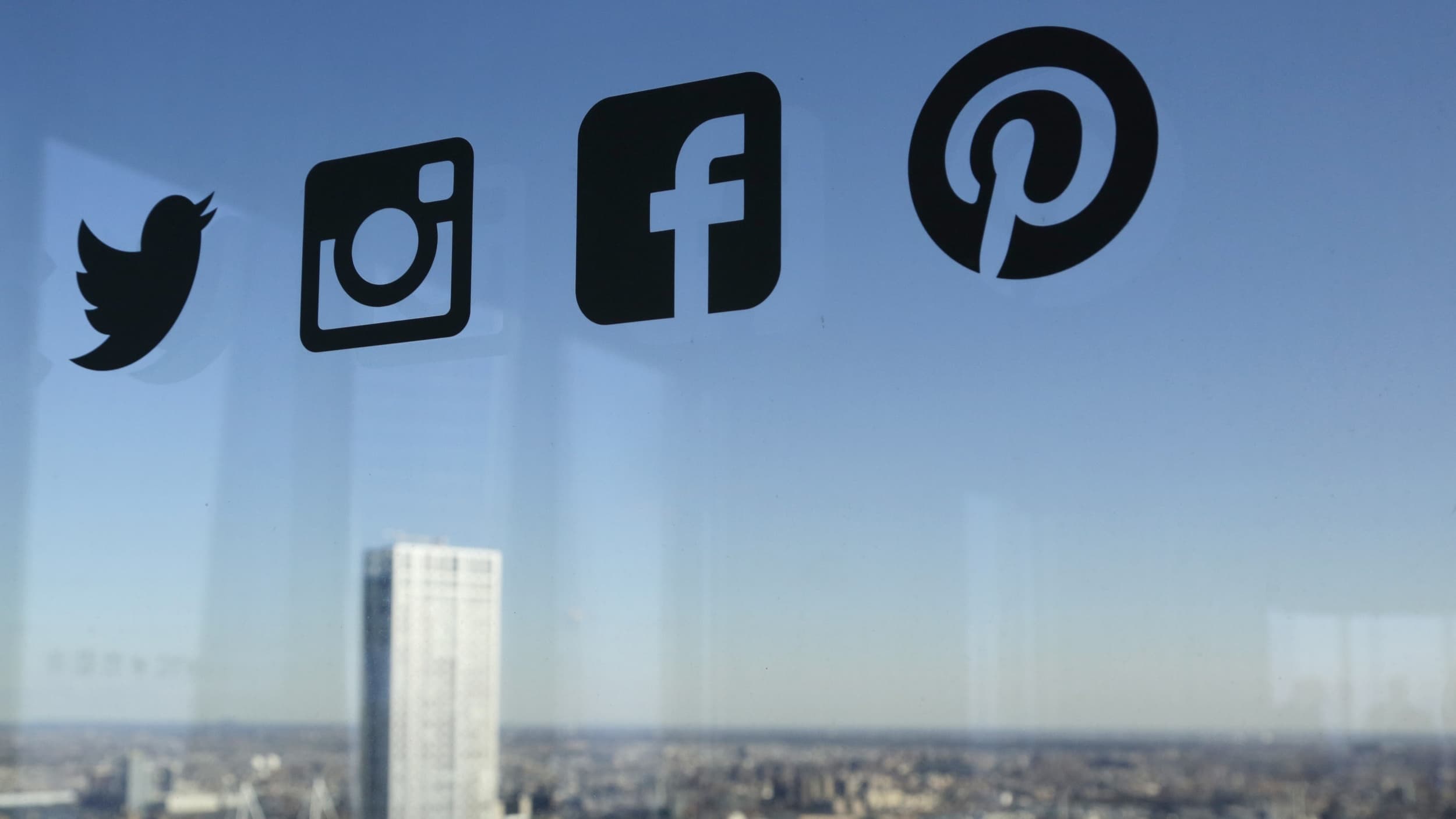 Social media icons on a window