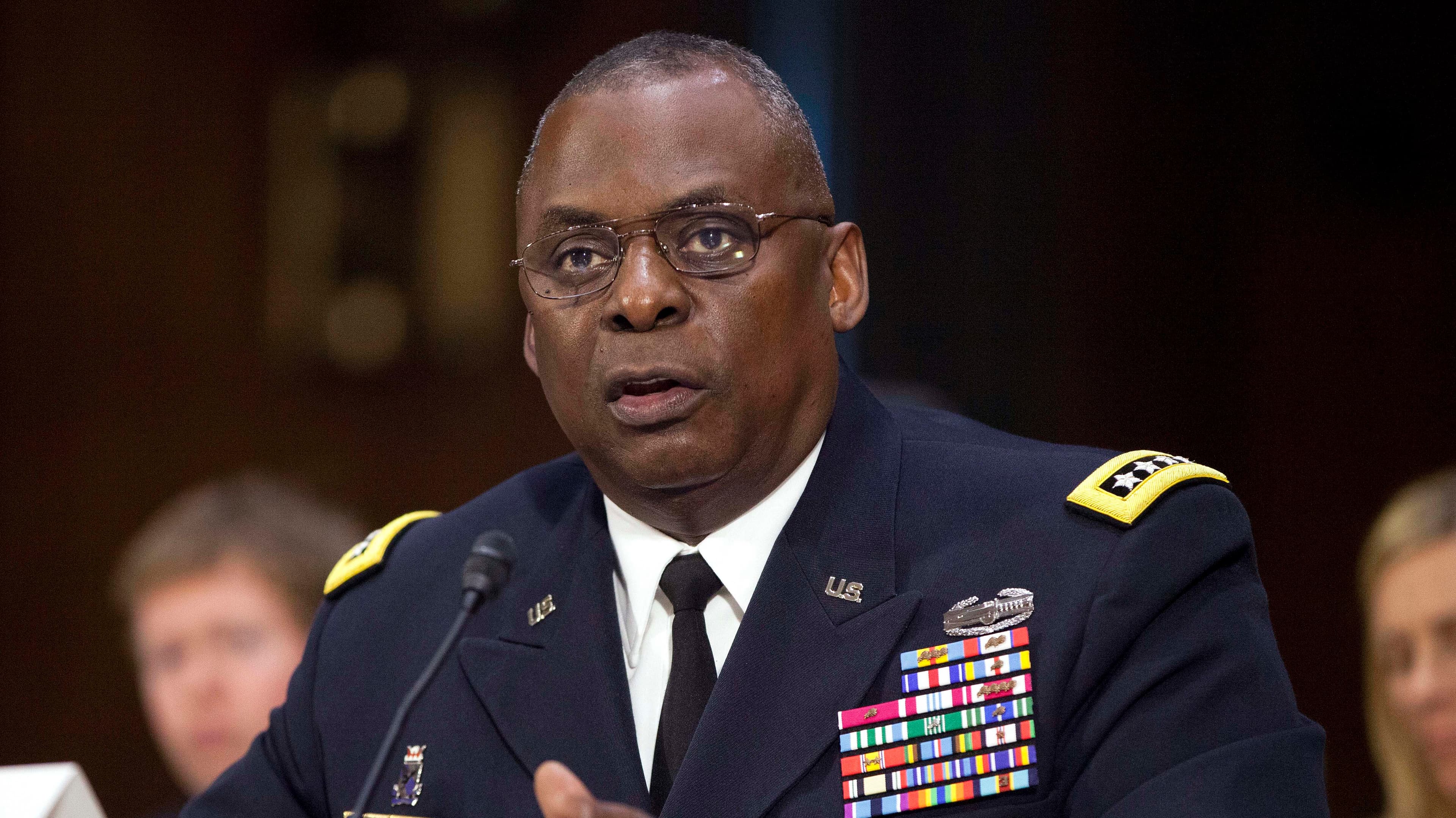 In this Sept. 16, 2015, photo, US Central Command Commander Gen. Lloyd Austin III testifies on Capitol Hill in Washington, DC. Biden will nominate the retired four-star Army general to be secretary of defense.