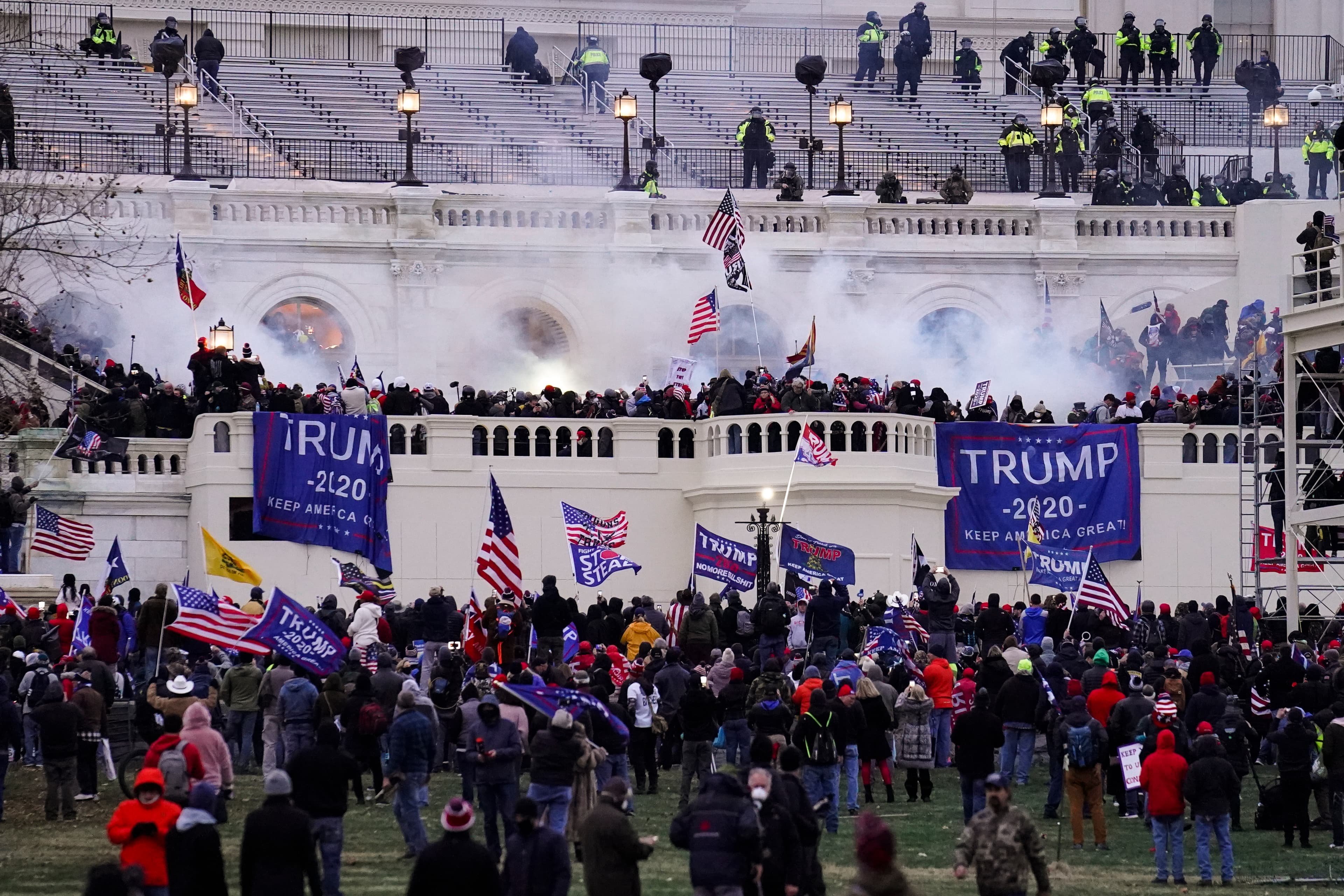 Violent protesters loyal to President Donald Trump storm the US Capitol, Jan. 6, 2021, in Washington.