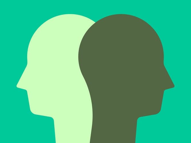 An illustration of two people of different races.