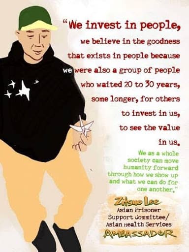 Graphic artist Thi Bui created this portrait of Zitsue Lee, a community ambassador who works at the local health clinic in Oakland’s Chinatown. 