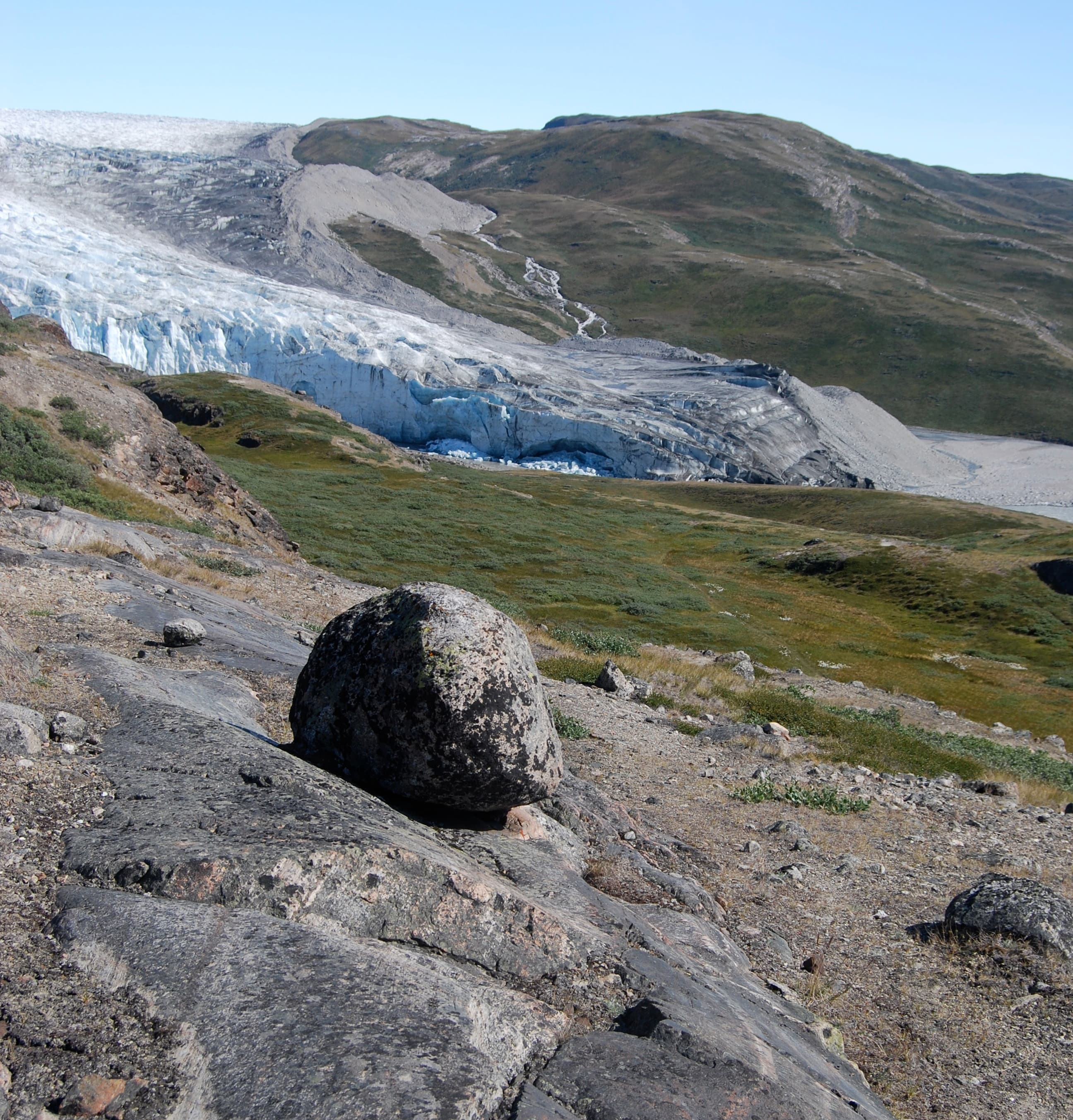 Tundra near the Greenland ice sheet today. Is this what Camp Century looked like before the ice came back sometime in the last million years?