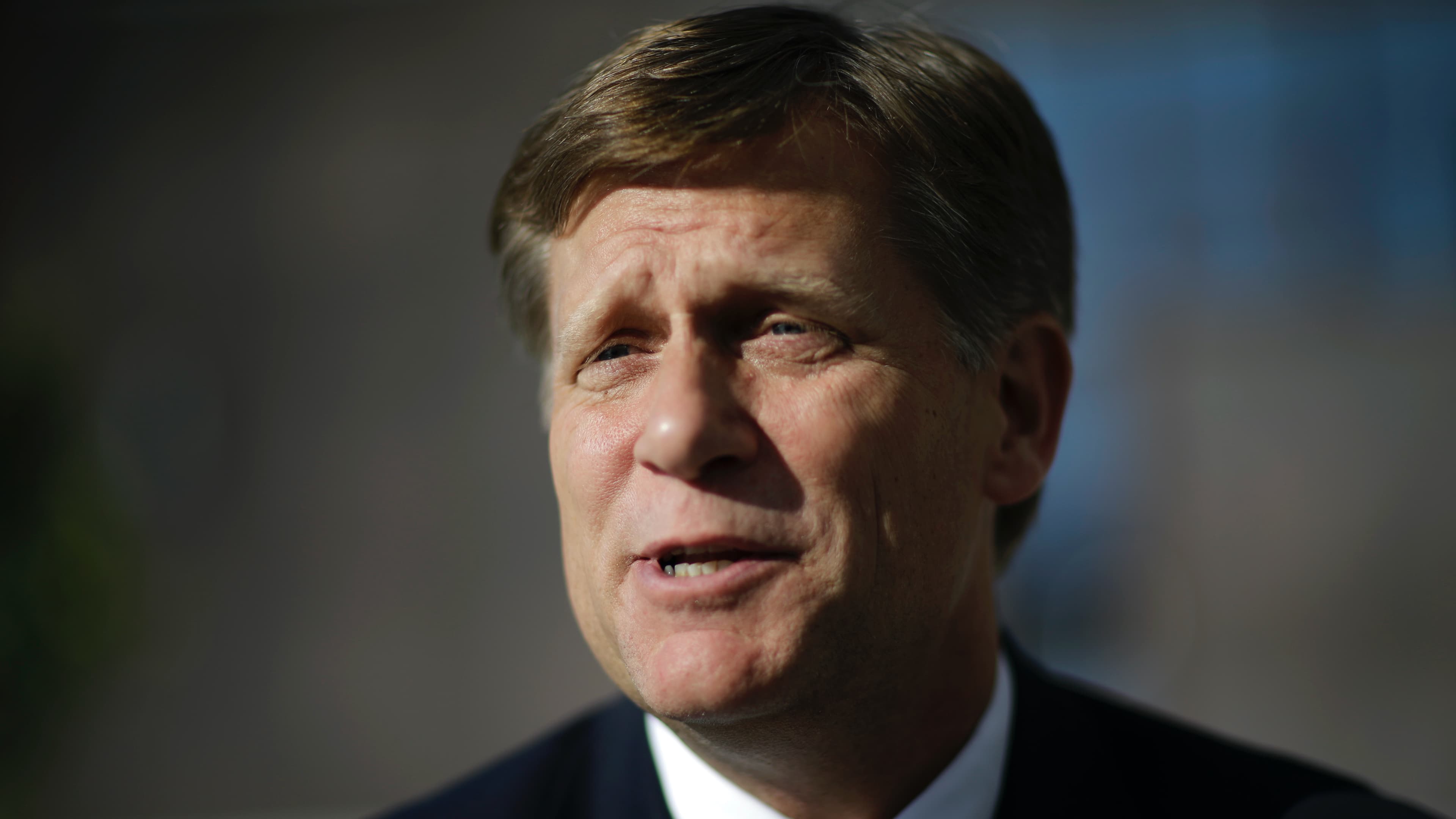 Former US ambassador to Russia, Michael McFaul, speaks with a reporter in Sochi, Russia, Feb. 7, 2014. 