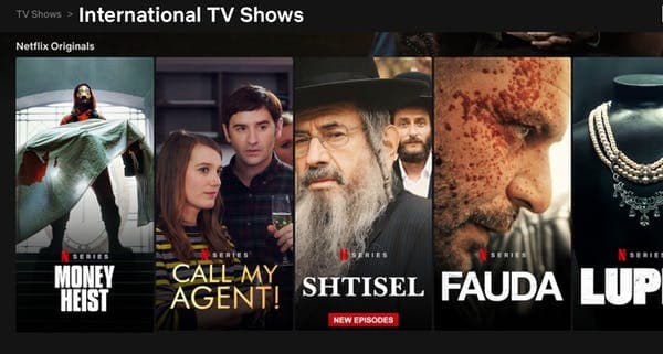 A snippet of Netflix’s international lineup on April 2, 2021.