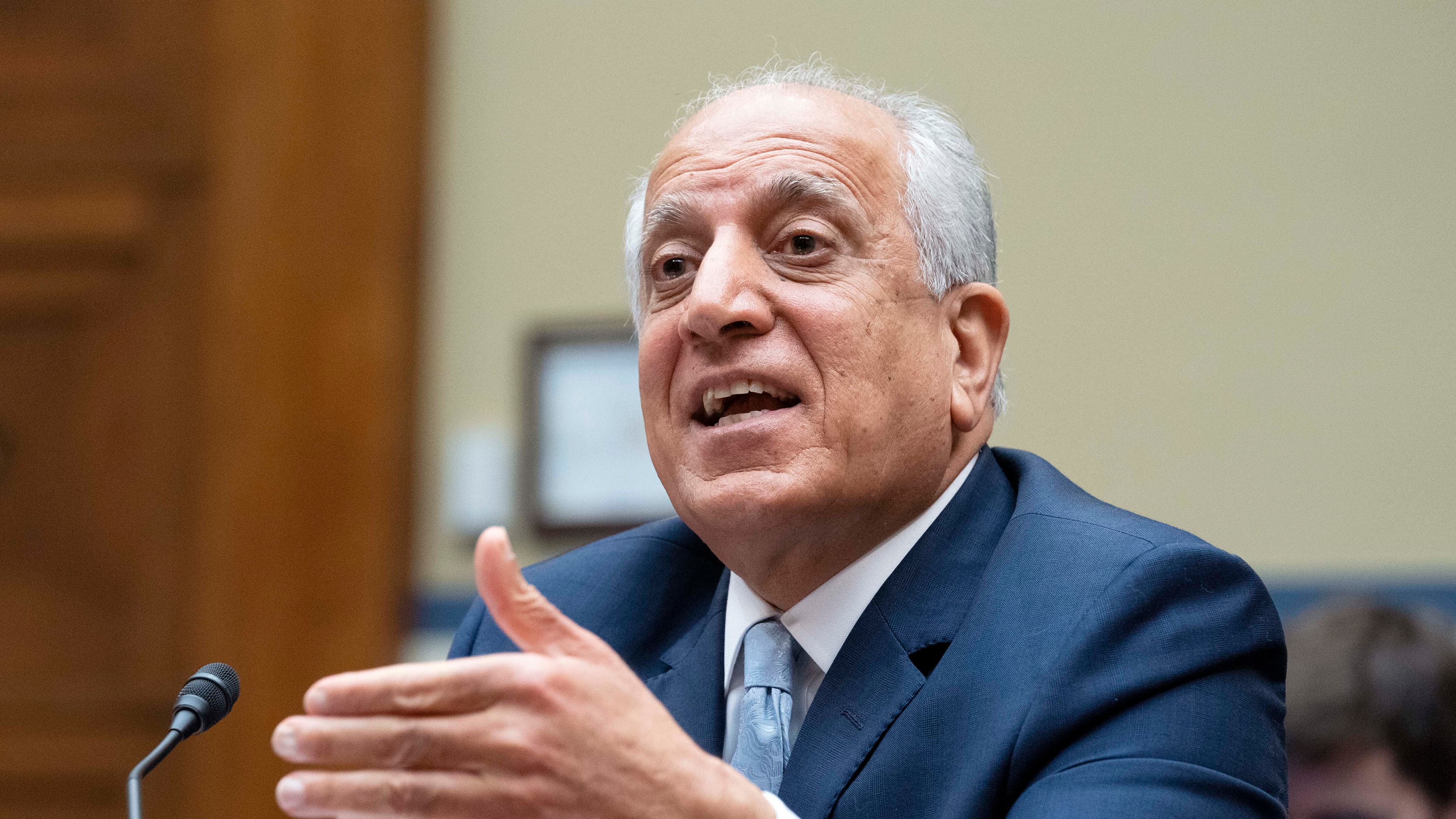 Special Representative for Afghanistan Zalmay Khalilzad speaks during the House Committee on Oversight and Reform Subcommittee hearing on Next Steps for US Engagement in Afghanistan at Capitol Hill in Washington, Thursday, May 20, 2021.