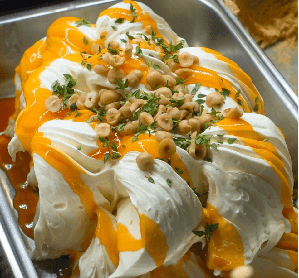 Ice cream with orange glaze stripes