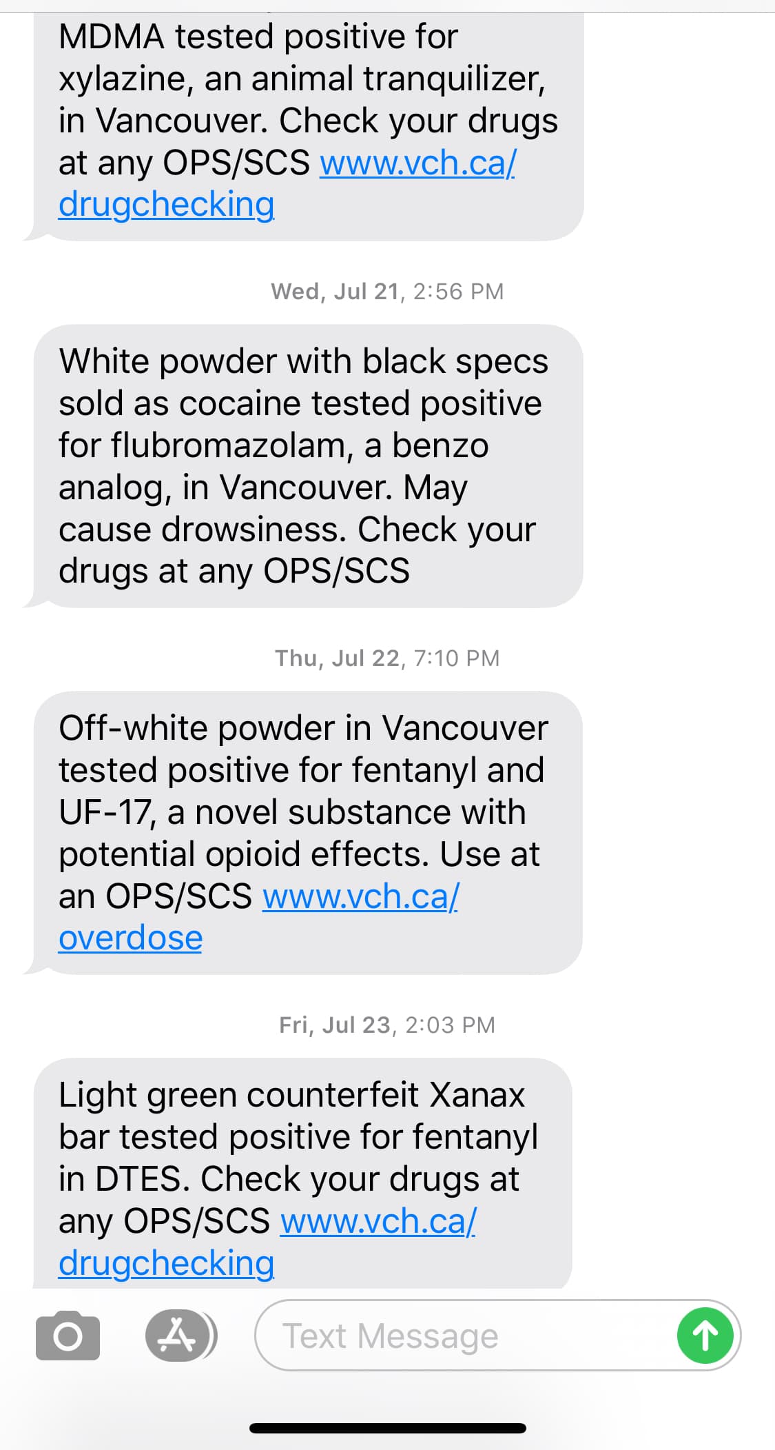 Vancouver, Canada drug alerts