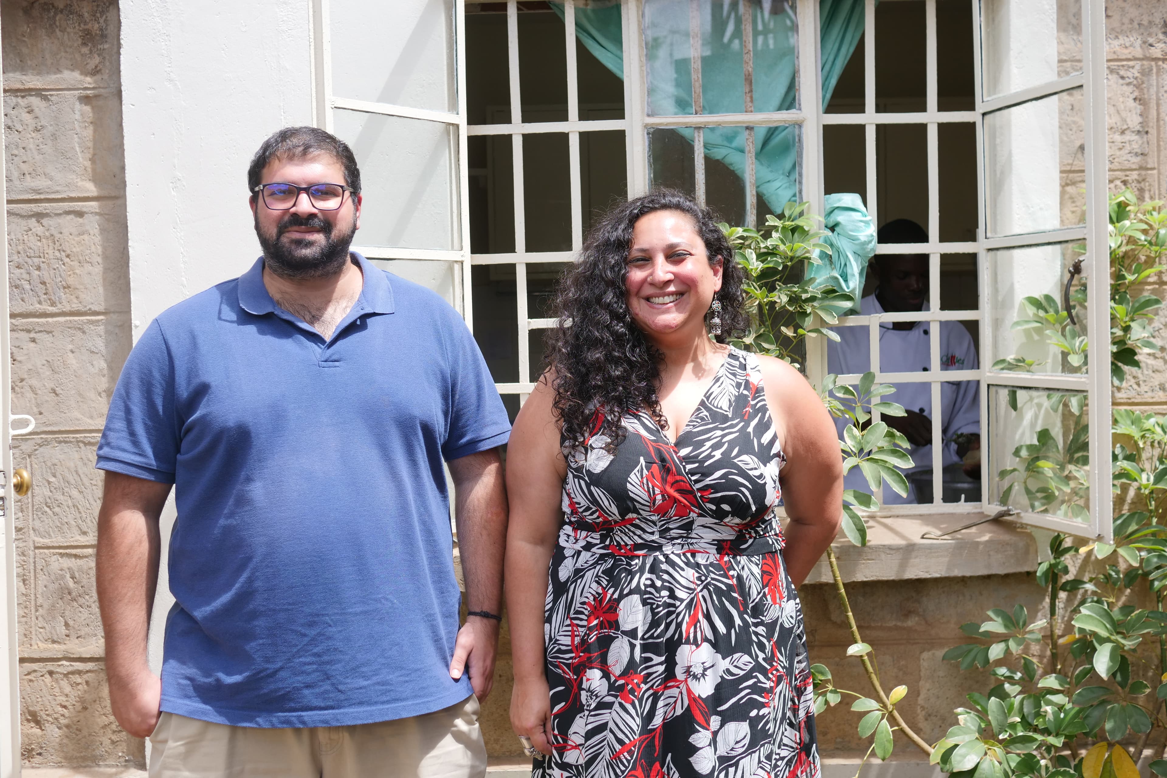 Aleya Kassam and her brother, Irfan Kassam, outside of their family business, Wau Eats, Nairobi, Kenya
