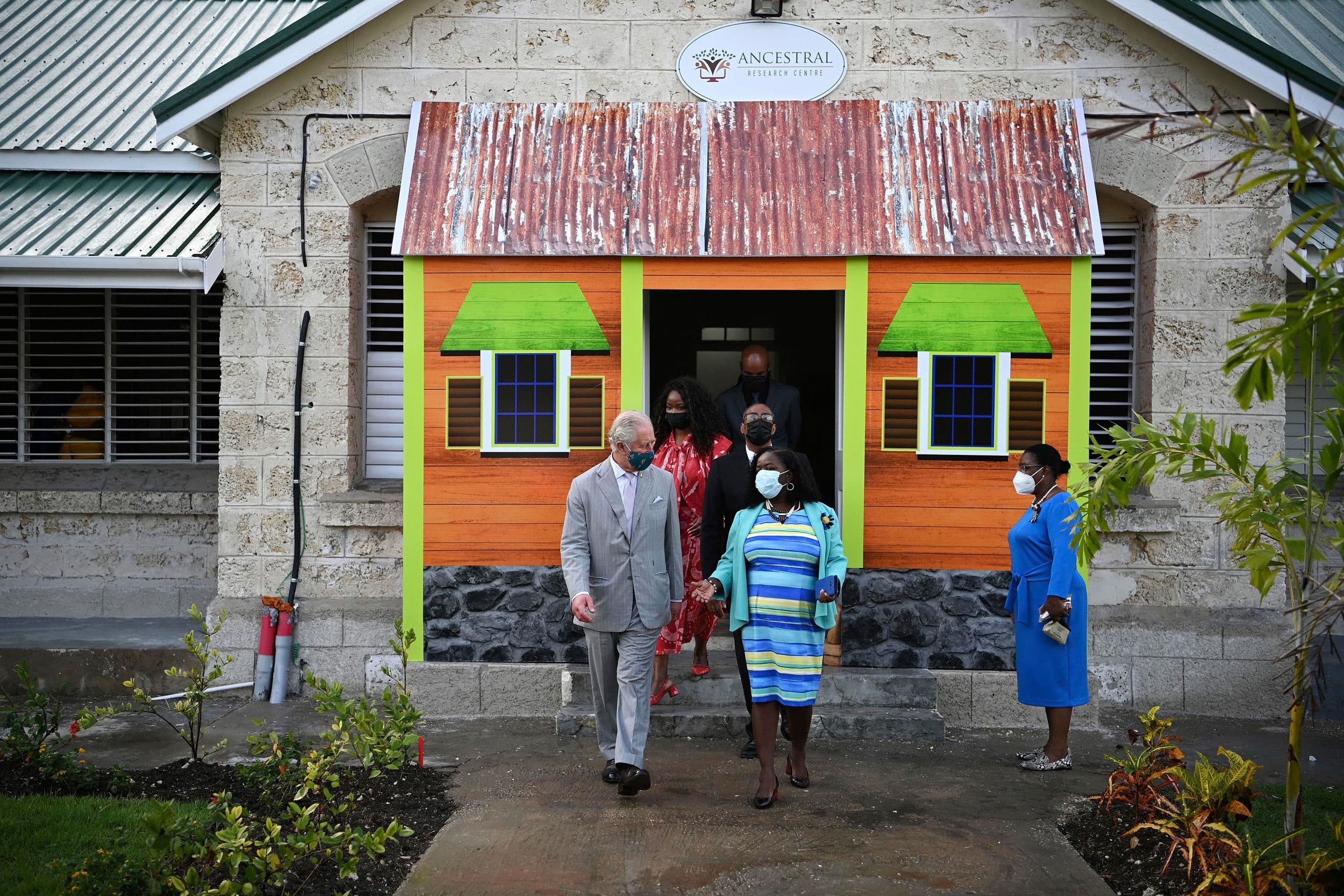 Ingrid Thompson, chief archivist, visits The National Archives with Britain's Prince Charles, in Bridgetown.