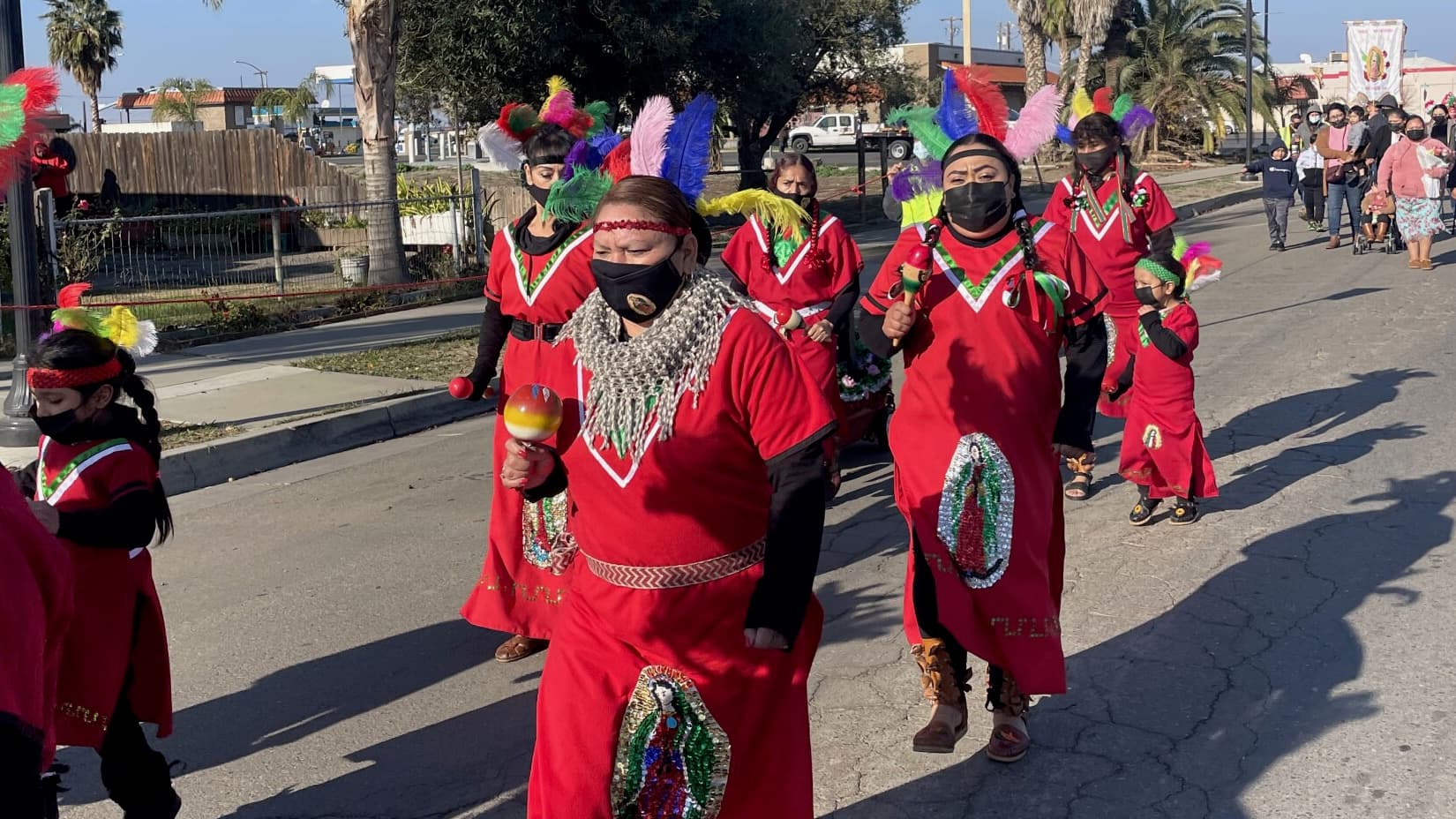 Firebaugh residents perform traditional Aztec dances for the Virgen de Guadalupe celebration.