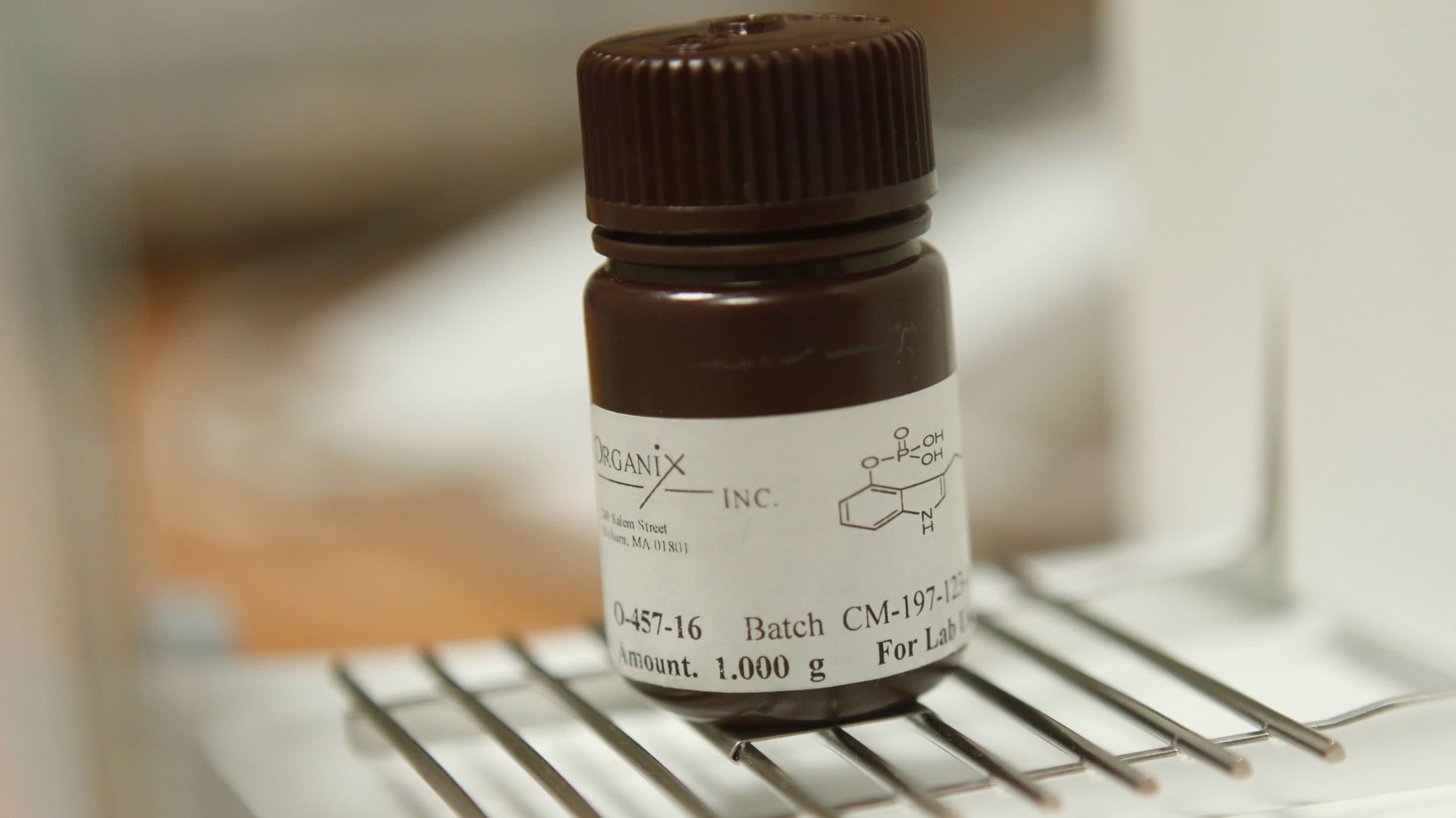 In this April 13, 2010, photo, one gram of psilocybin, the psychoactive ingredient in hallucinogenic mushrooms, is seen on a scale at New York University in New York. 