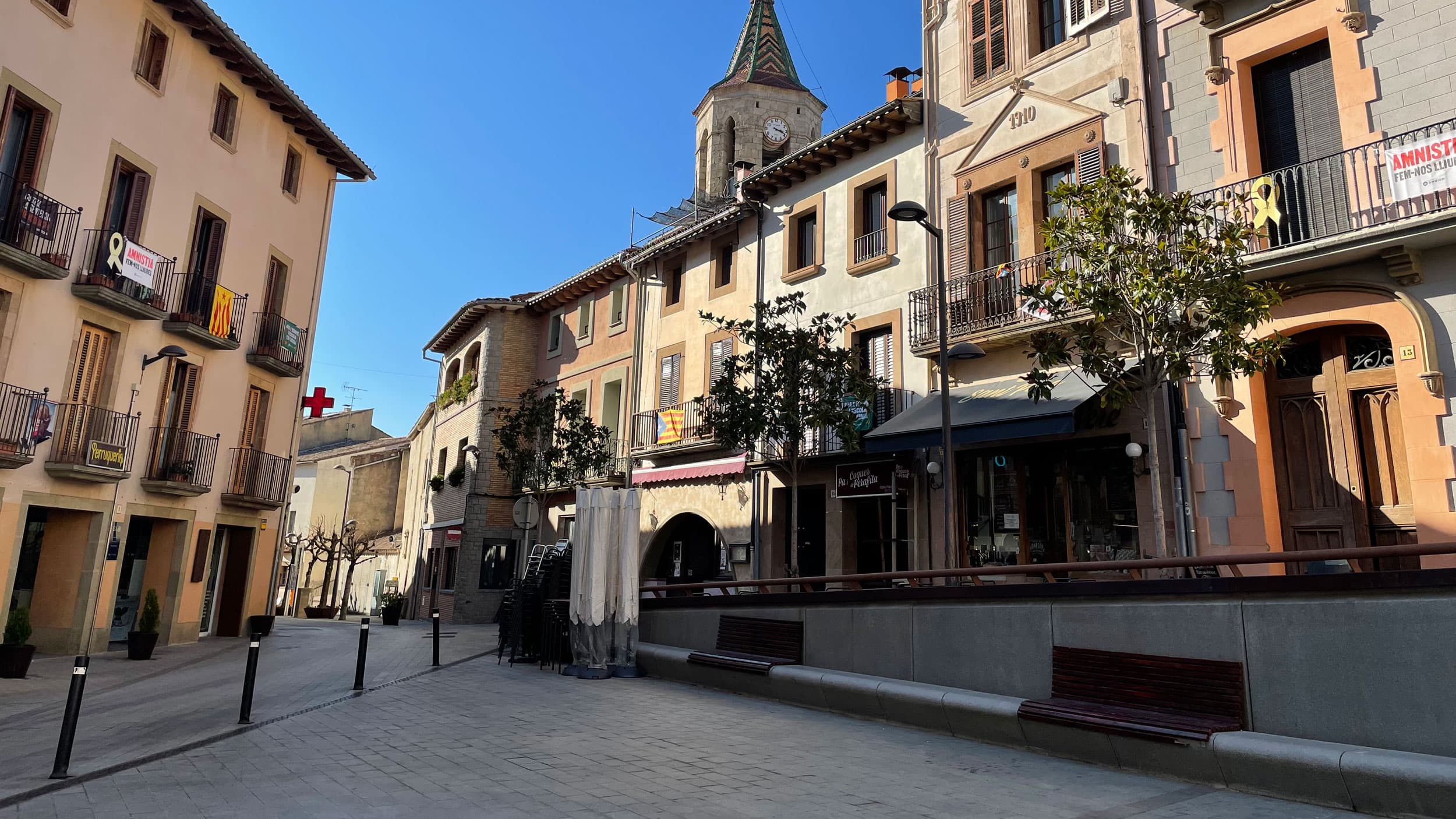 In Viladrau's town center, where 14 women out of a town of 100 were accused of witchcraft and executed.