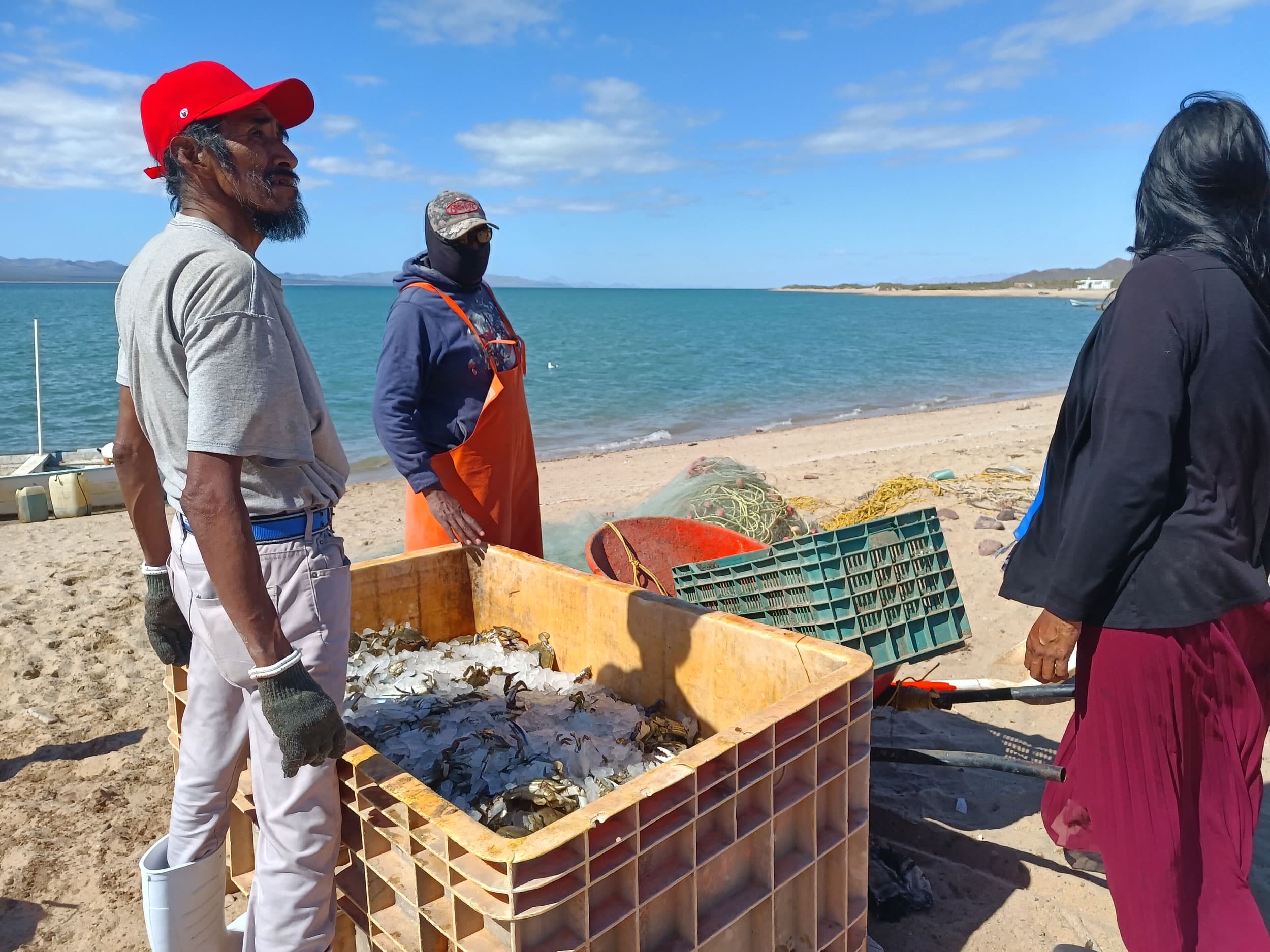 Fisherman with their catch of the day in Punta Chueca, northern Mexico.