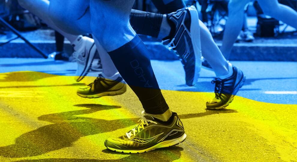 Runners training for the Boston Marathon