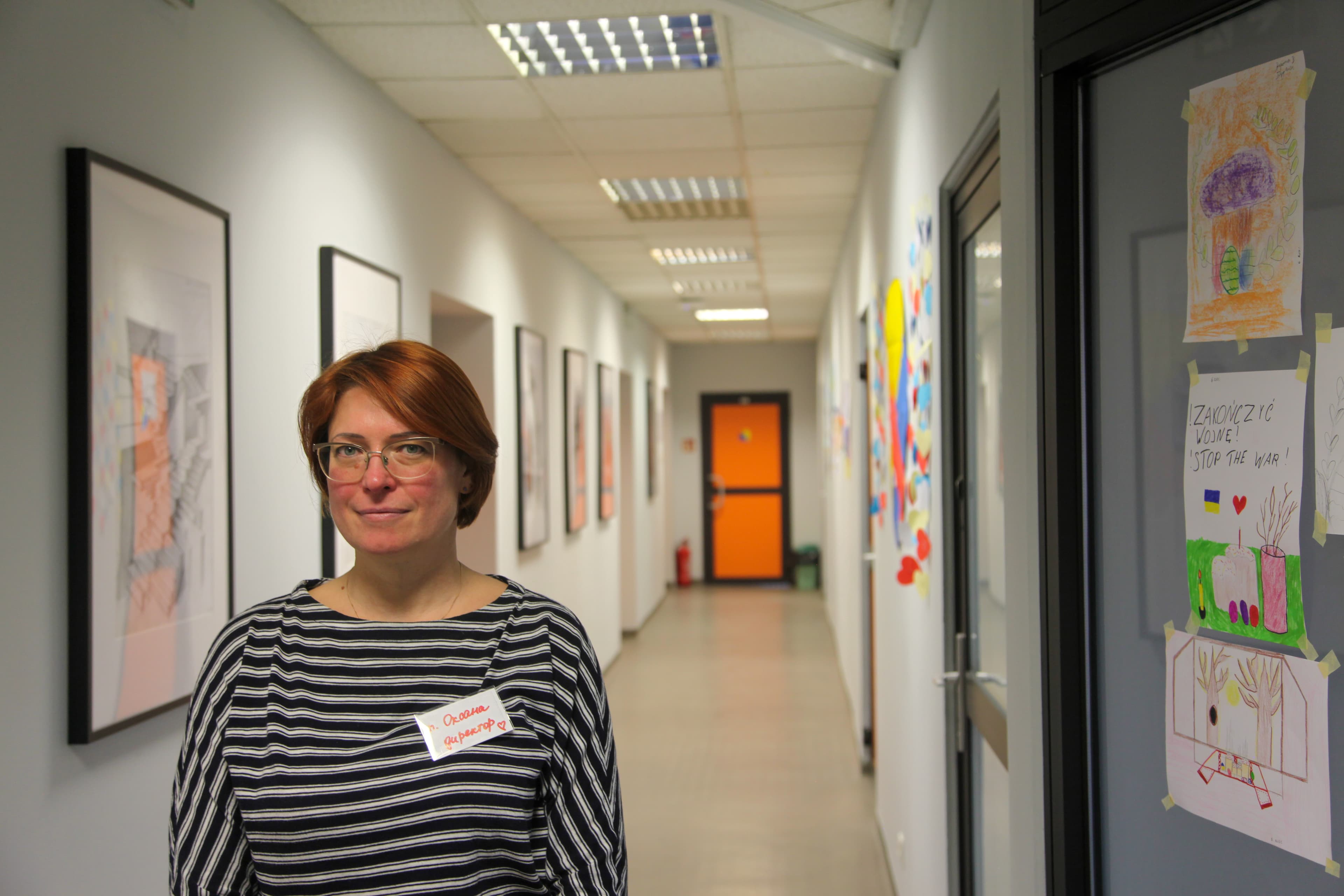 woman in school hallway