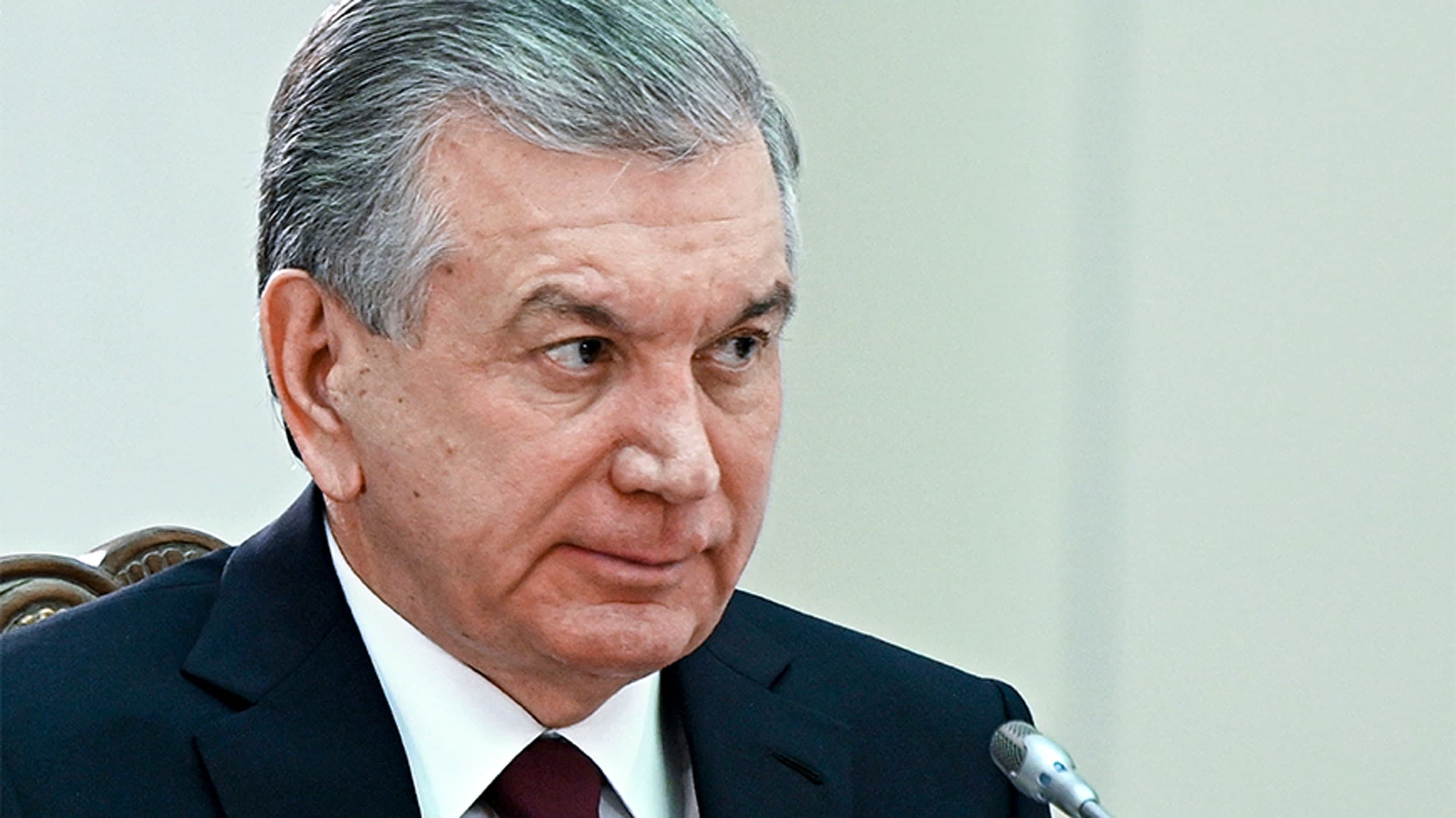 Uzbekistan's President Shavkat Mirziyoyev attends a meeting of Presidents of ex-Soviet nations which are members of the Commonwealth of Independent States, at Konstantin Palace in Strelna, outside St. Petersburg, Russia