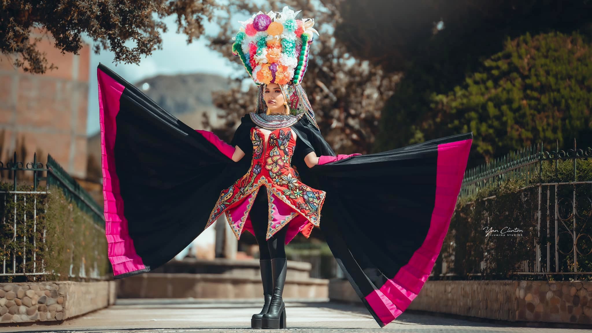 Renata Flores often wears traditional Quechua clothing in her music videos and promotional photos.