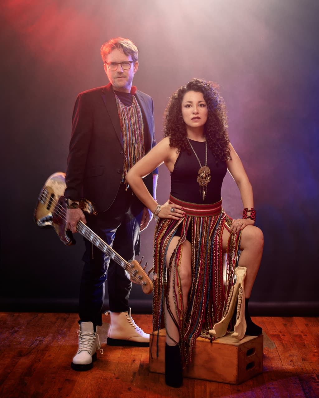 two people with instruments