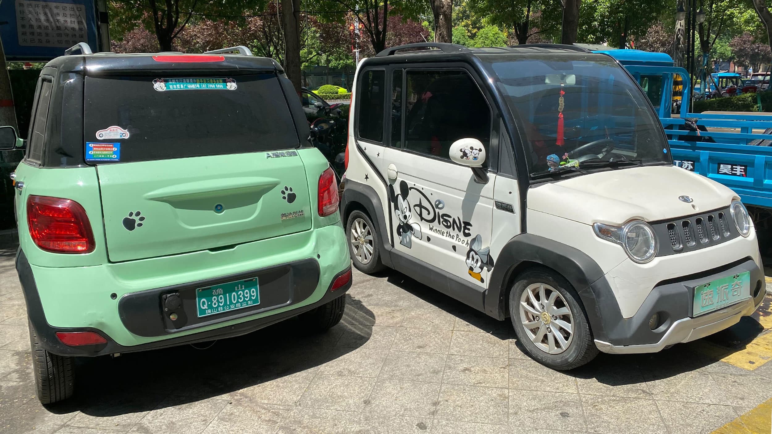 Mini EV cars seen in Zhumadian, China.