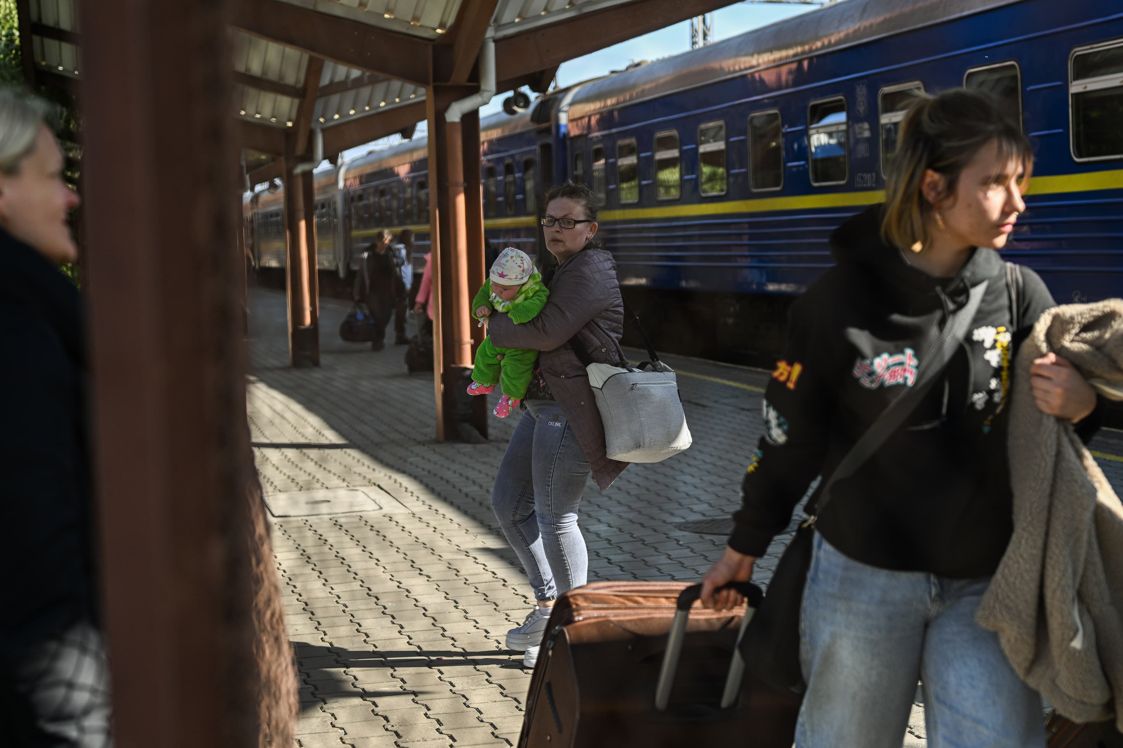 people at train station