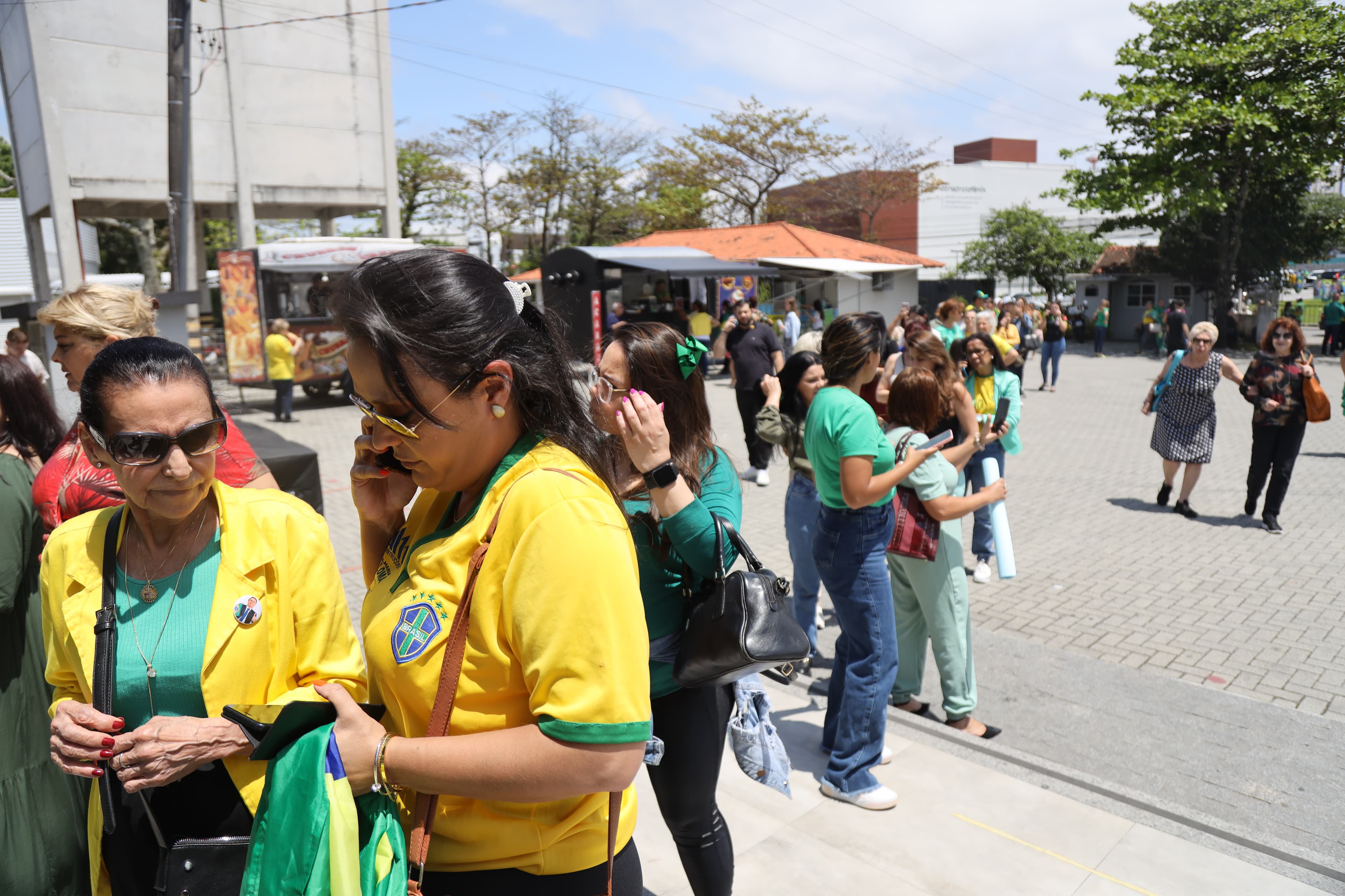 women outside church