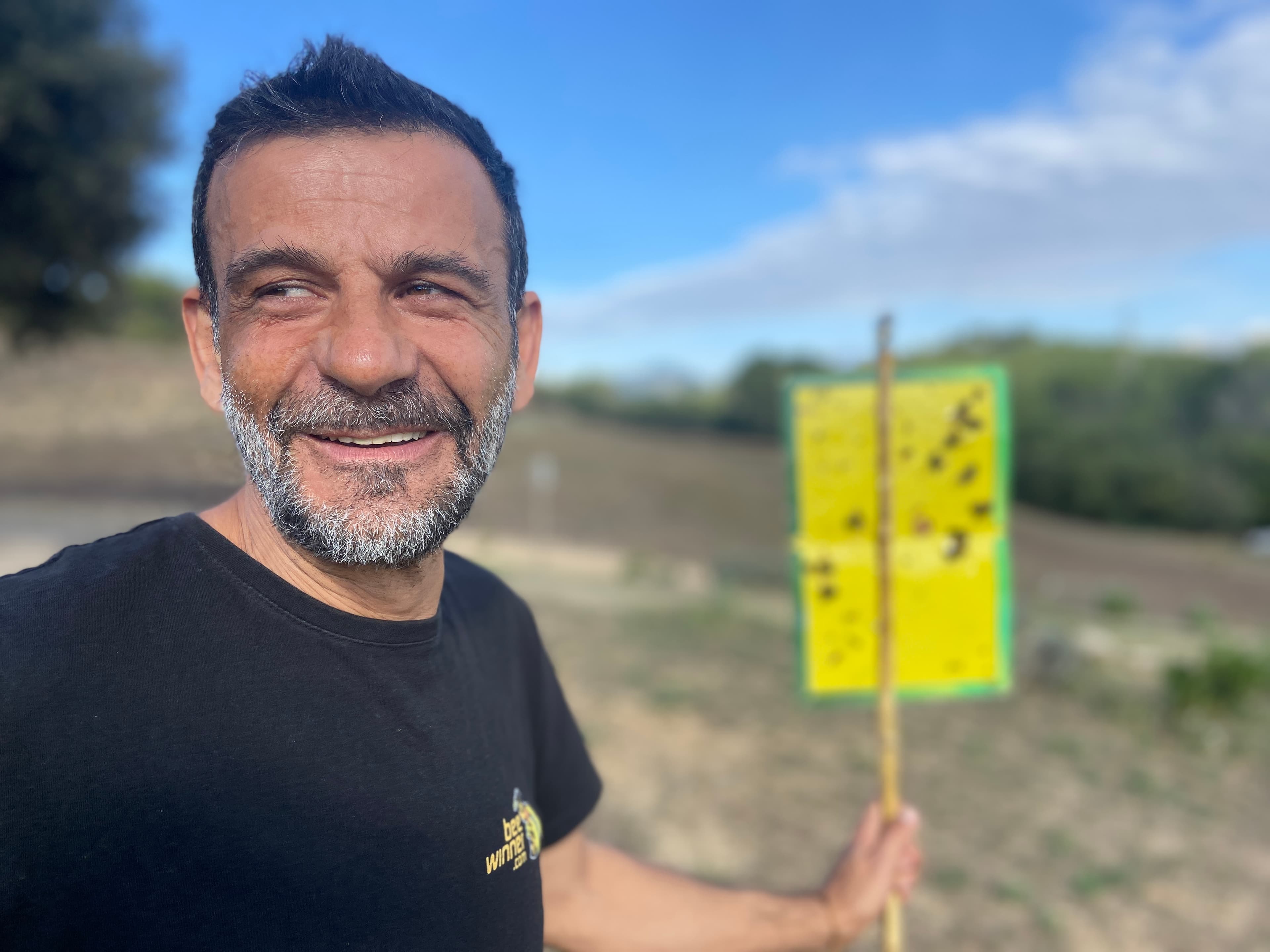 Samuel Ramal manages to keep smiling, despite having lost 20 out of his 100 hives to the Velutina hornets.