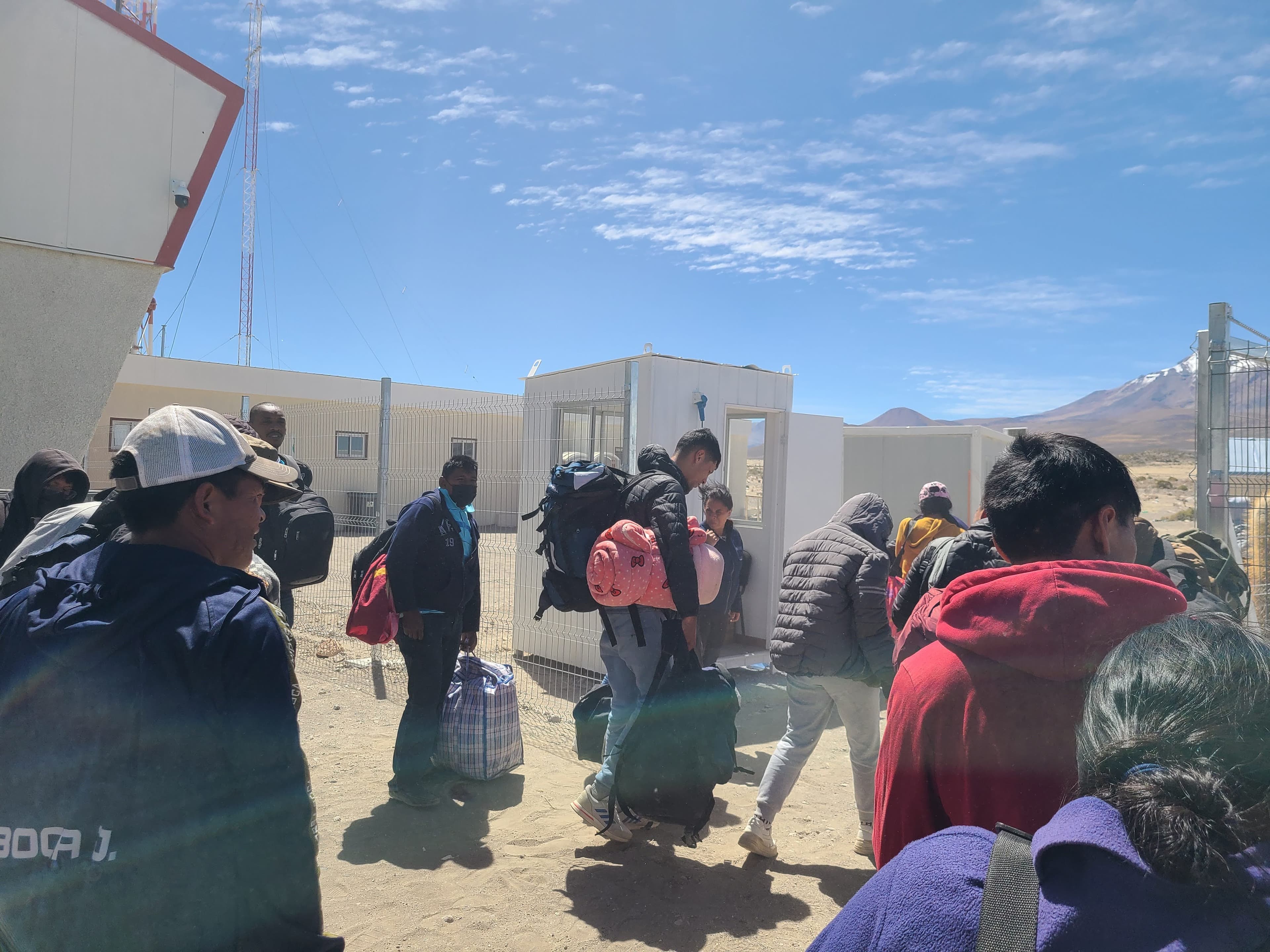 Migrants arriving in Colchane, on the border between Bolivia and Chile