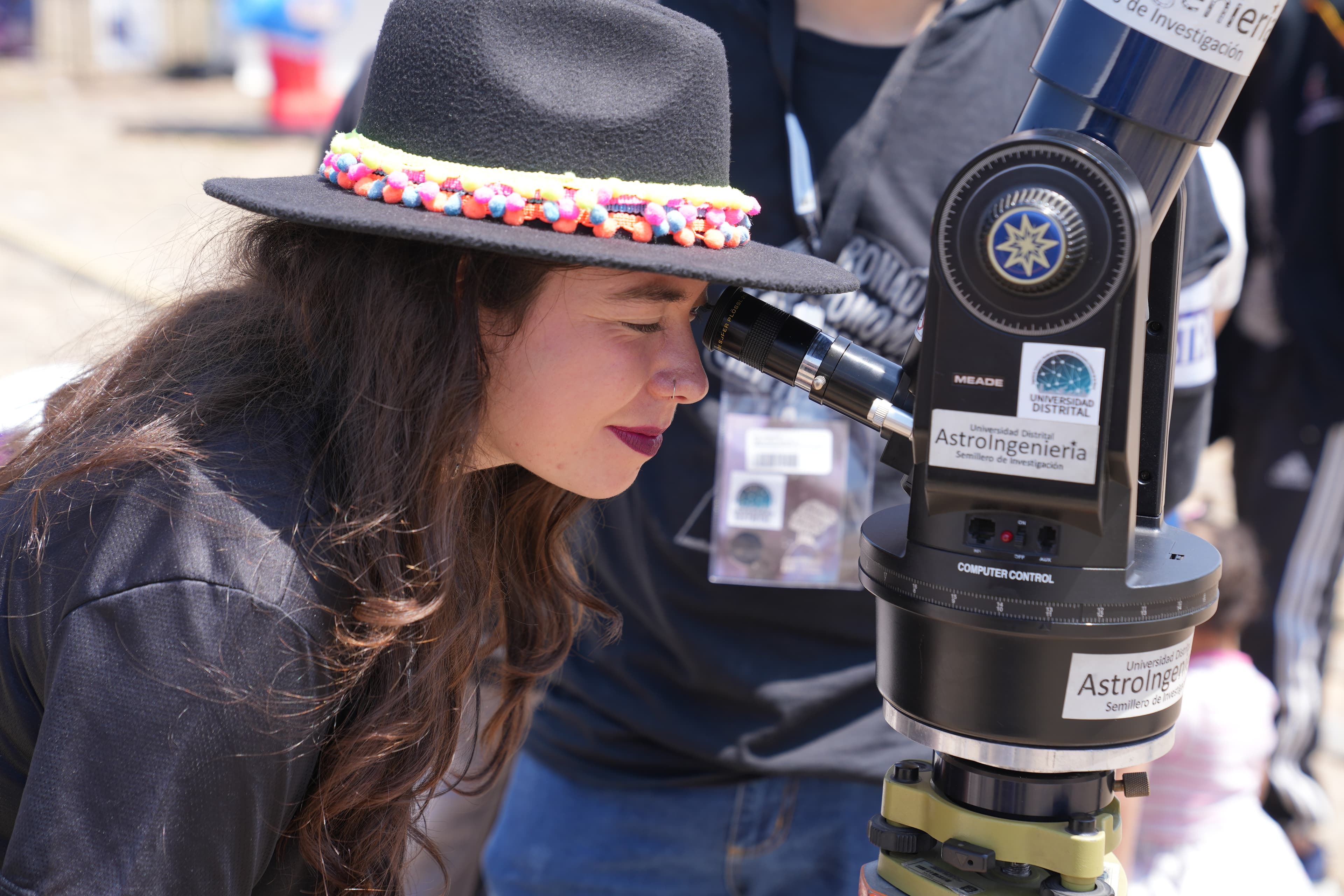 During the day, experts calibrate their telescopes and place special filters on them, so that visitors can also watch the sun, Villa de Leyva, Colombia.