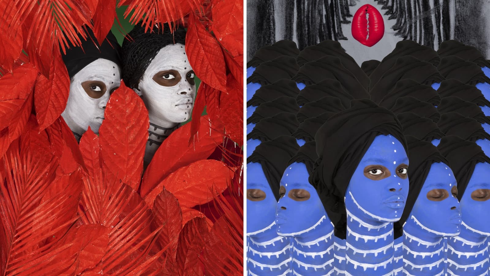 A montage of two photographs by Ethiopian artist Aïda Muluneh.