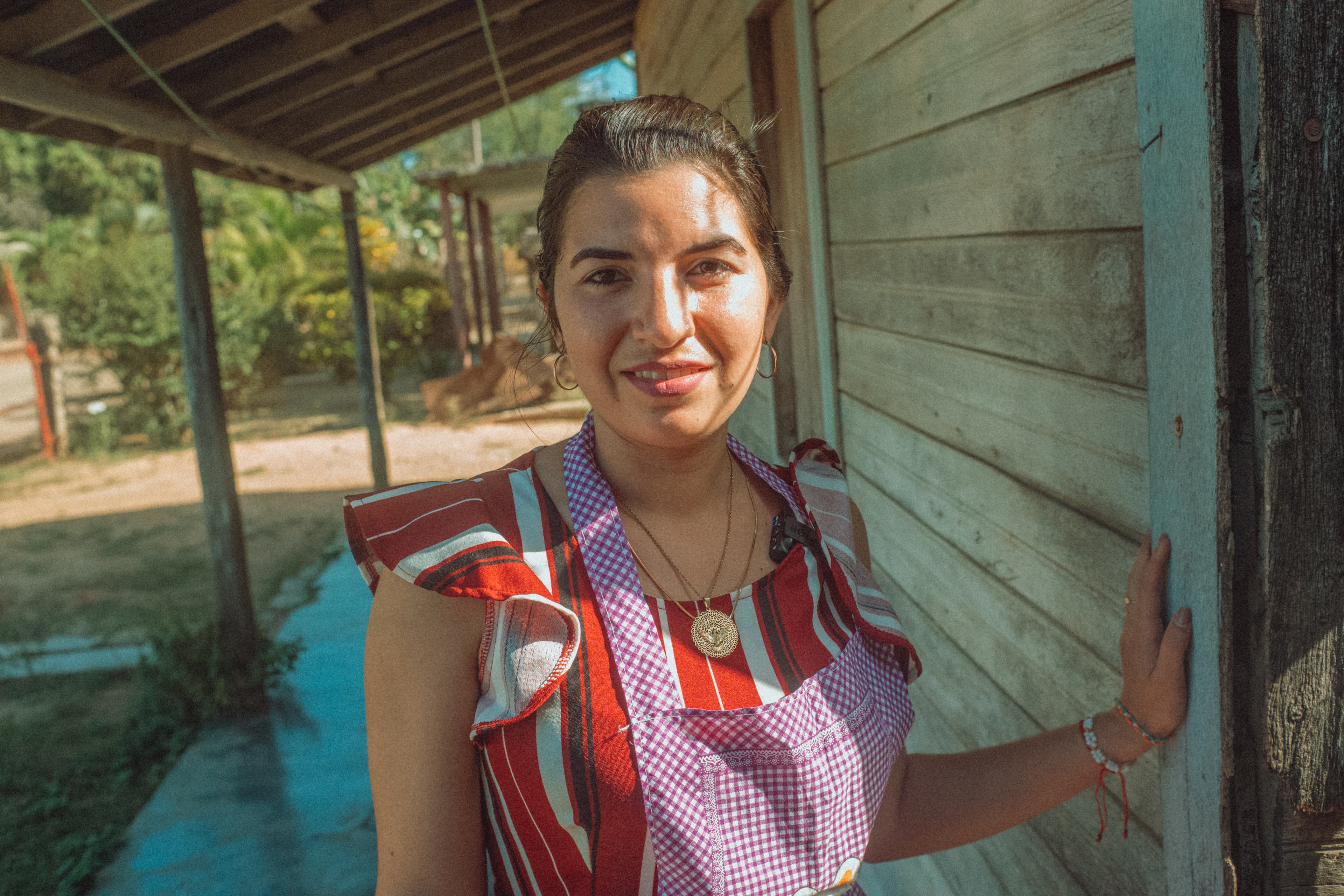 Leanny at home making a cake.