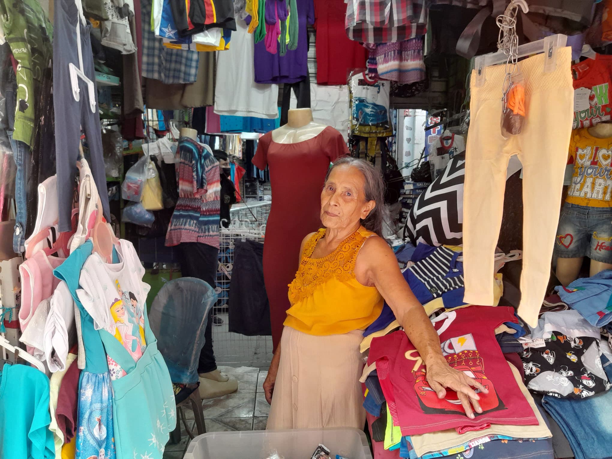 Isabel Mejia, 75, has run a clothing stand near the city center for more than 30 years.