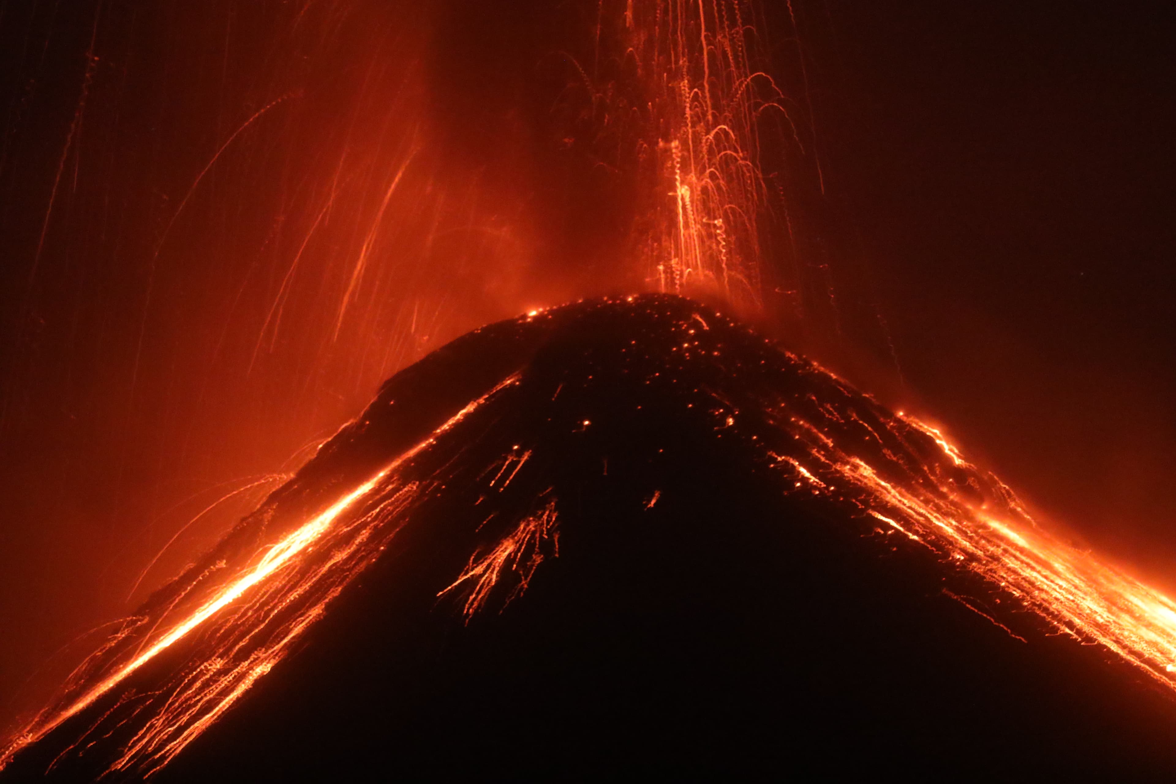 volcano at night