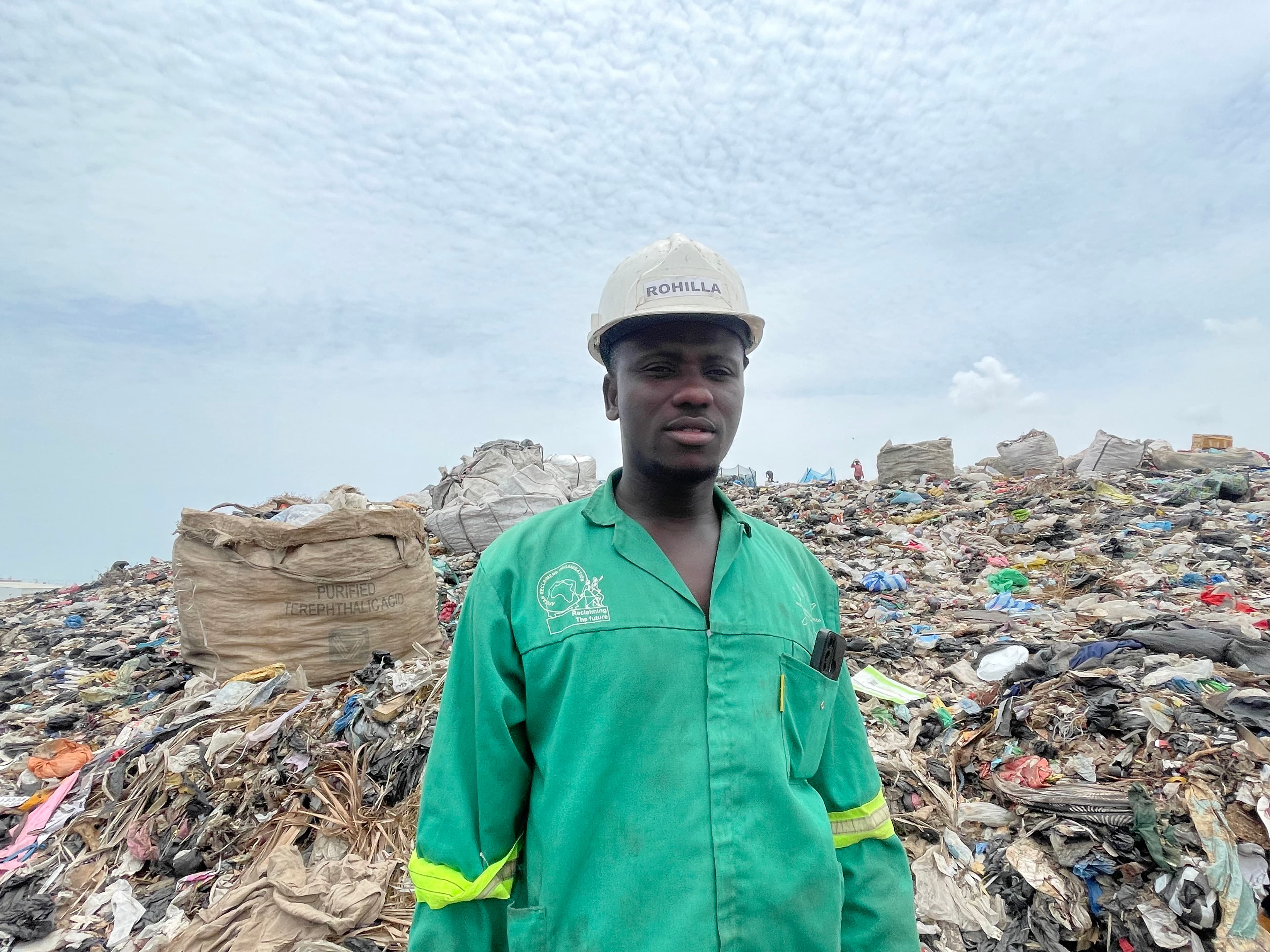 man at landfill