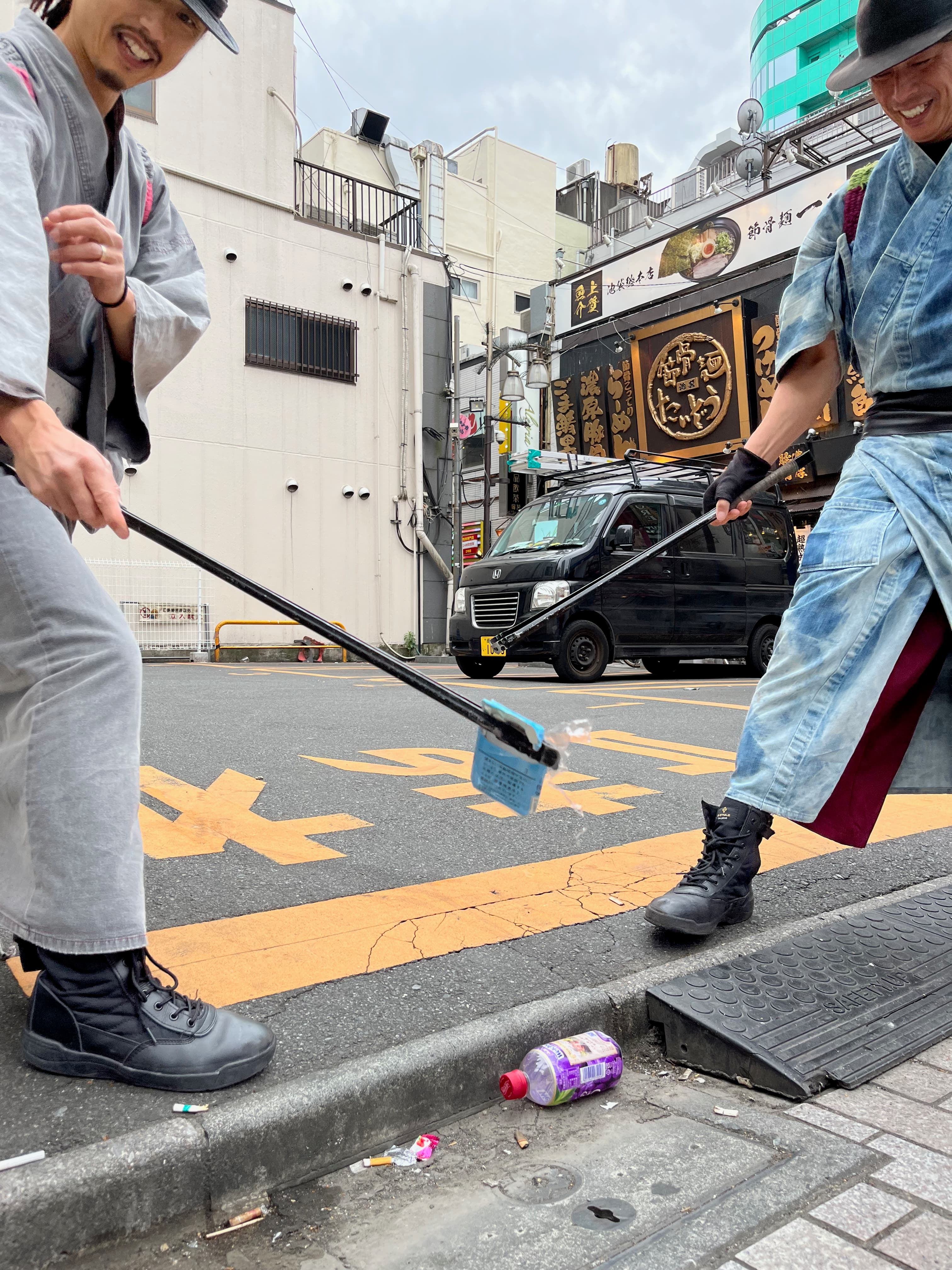 two men act as samurai