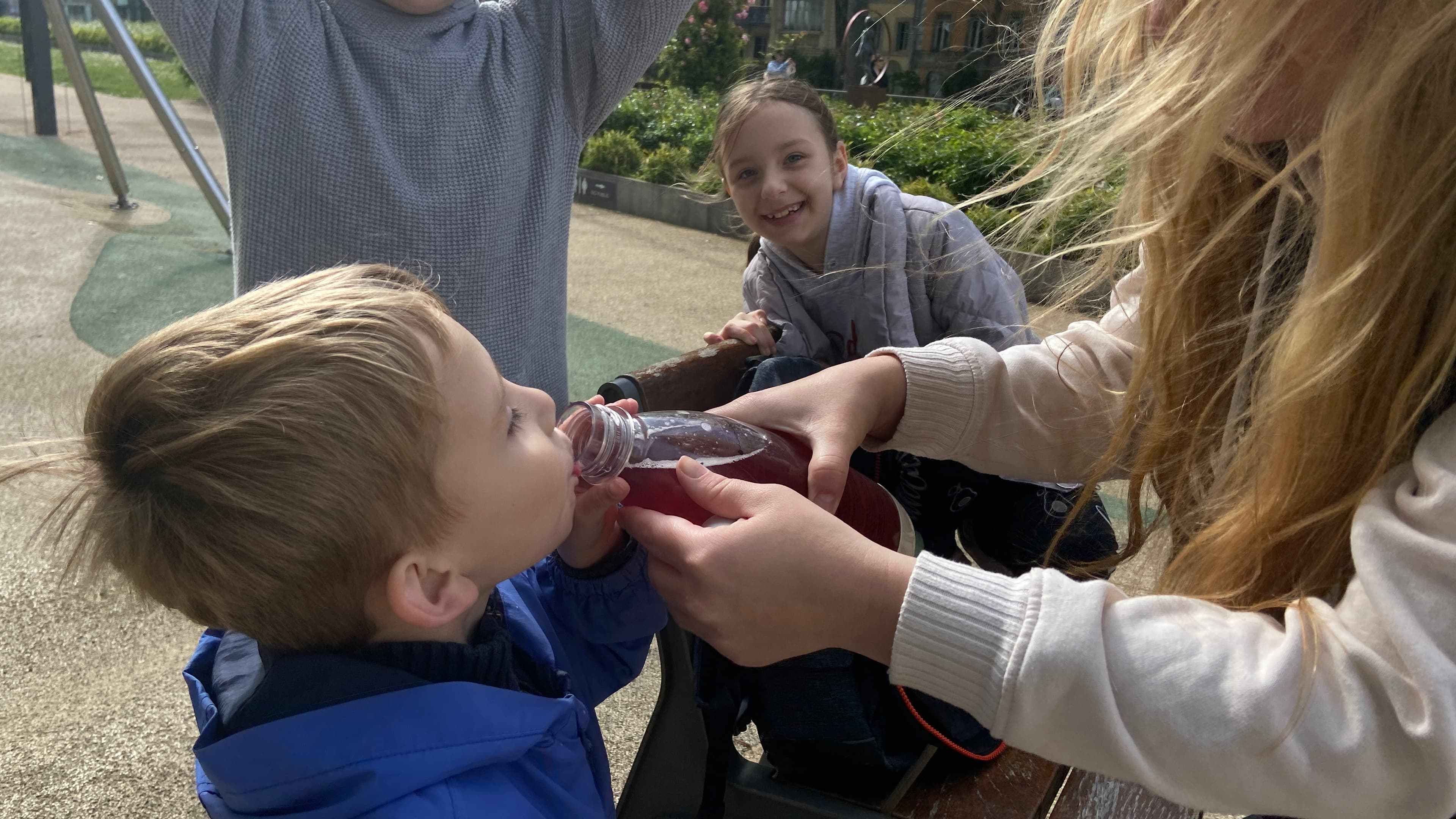 The Toftul children with their mother, Cazilhac, France.