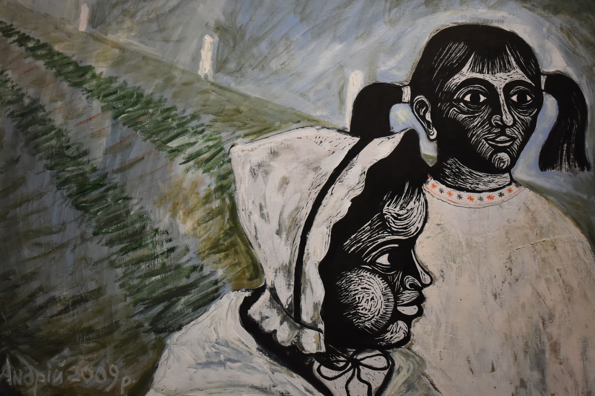 A detail from “A tank passed by, probably Russians,” by Andriy Gumenyuk, seen at 