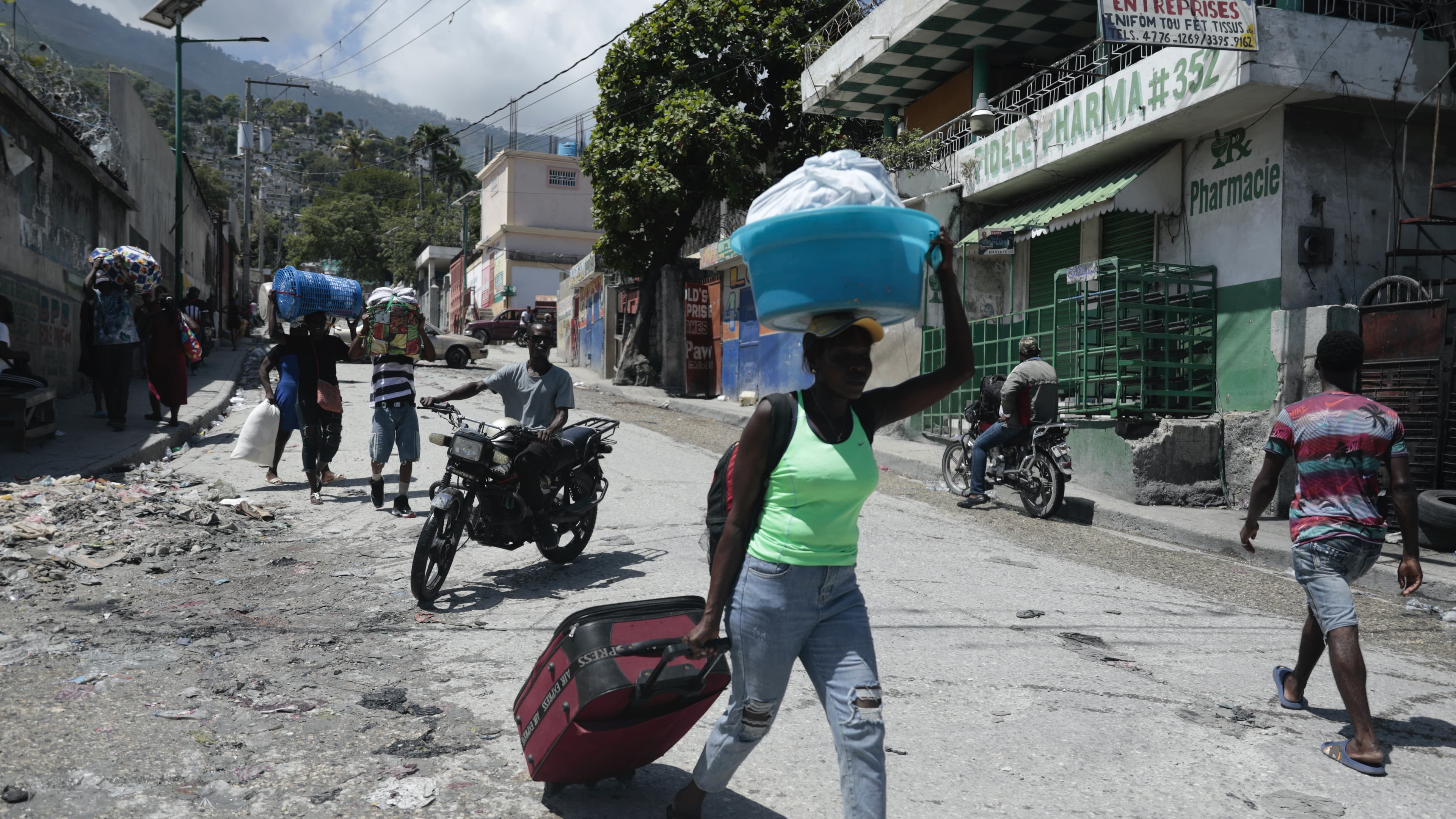 people with belongings