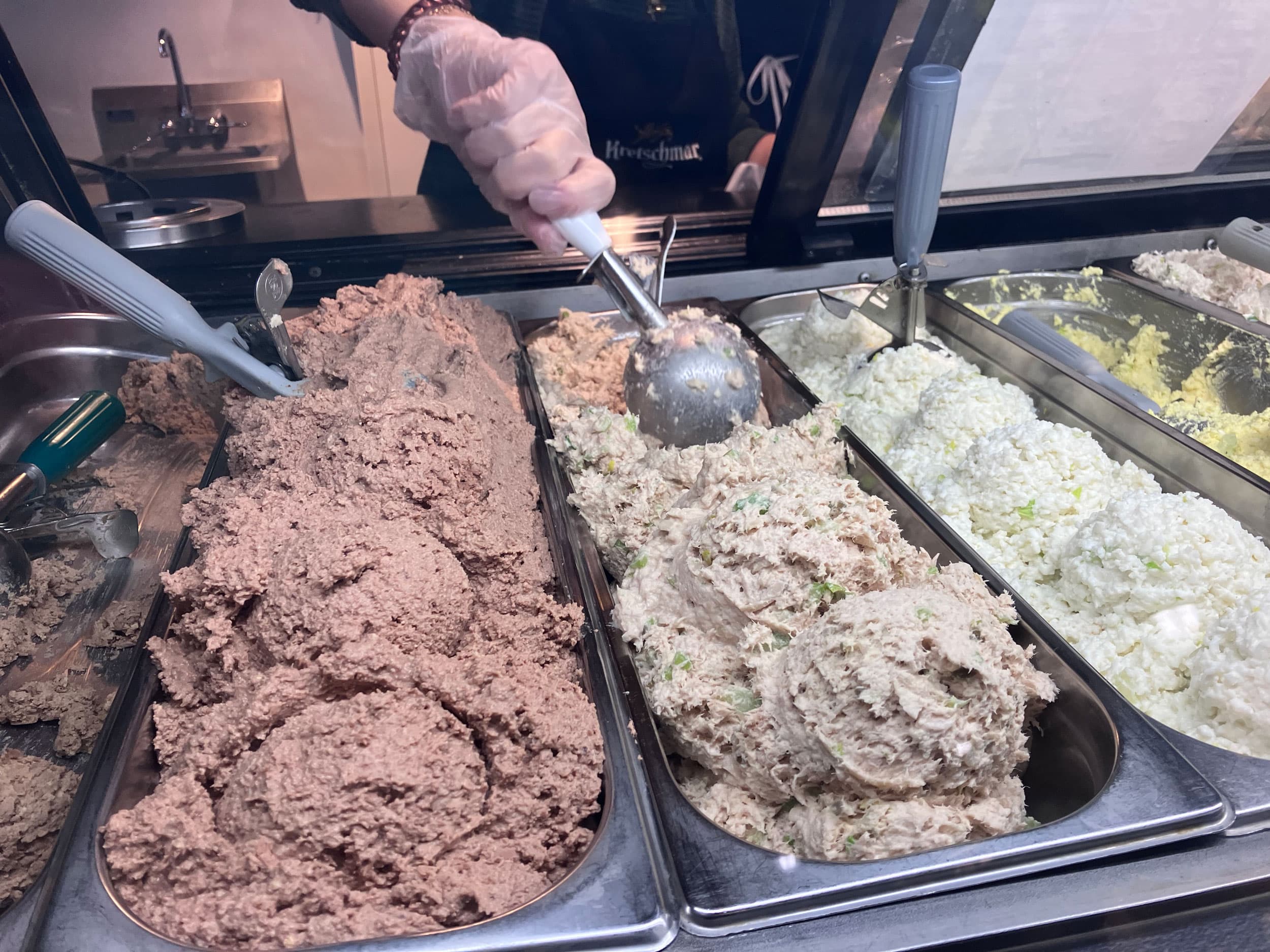 Kaufman's Bagel and Delicatessen serves all kinds of kosher-style foods like tuna salad and chopped liver.