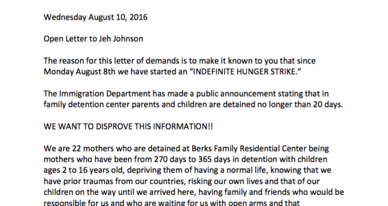 screenshot of the beginning of a letter