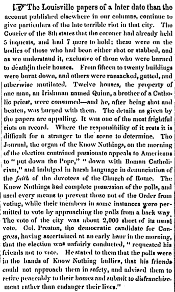 A New York newspaper describes the events of Bloody Monday