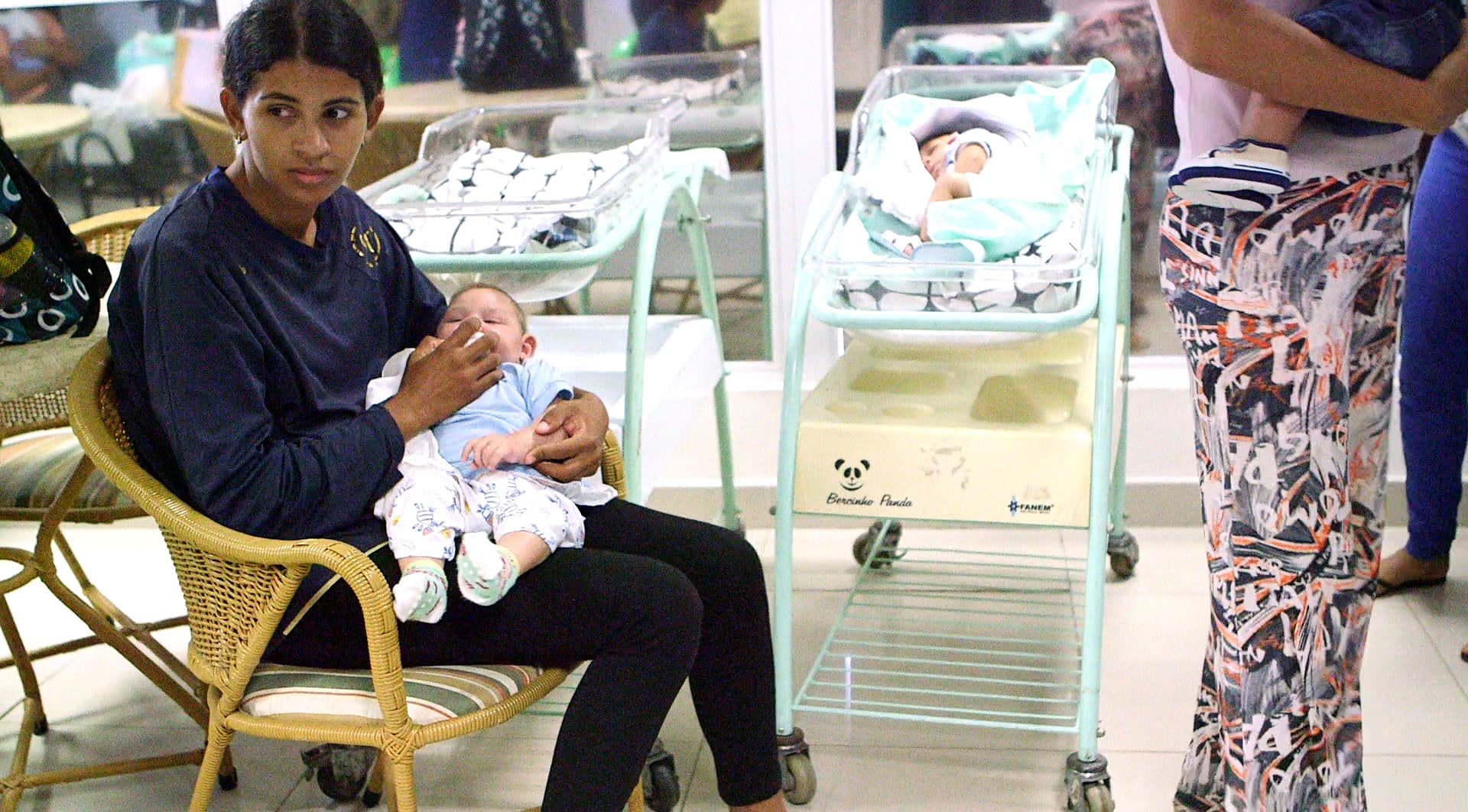 mom with baby in clinic
